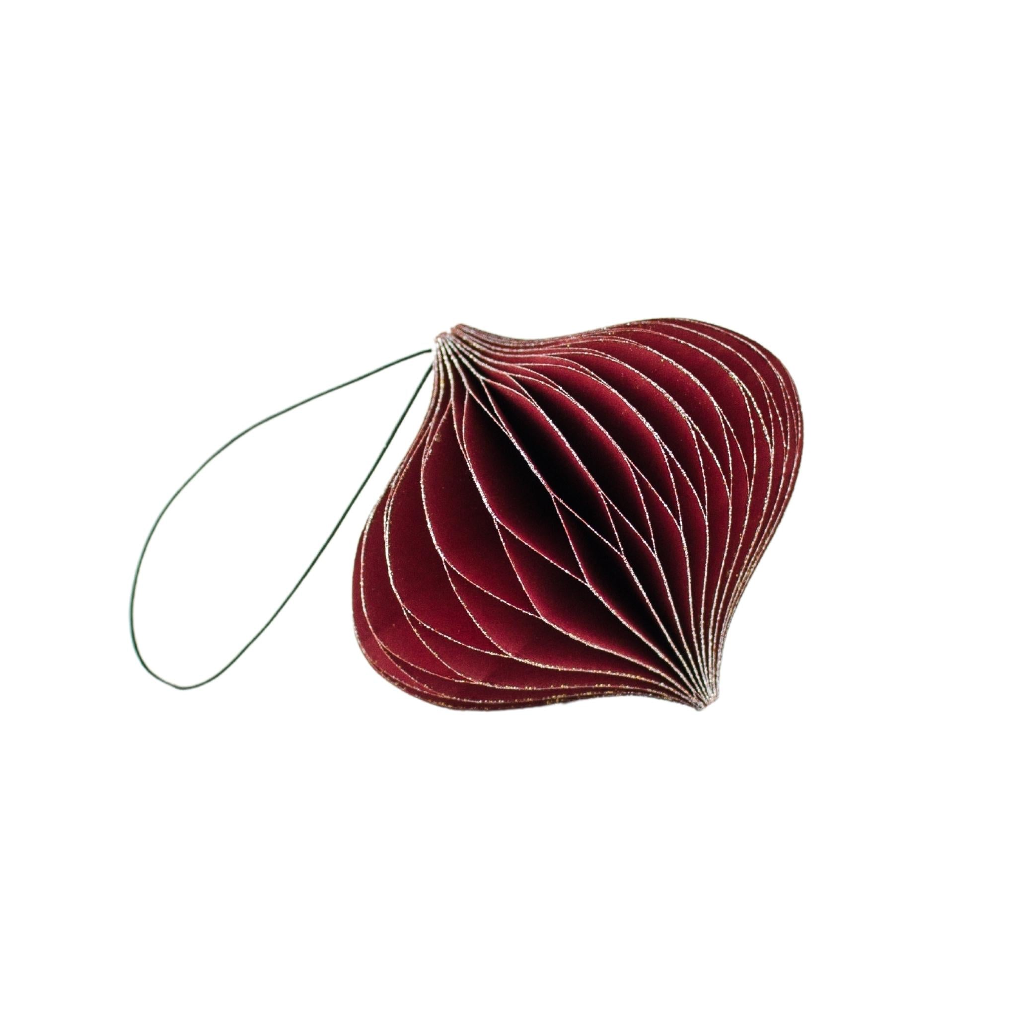 Nordic Rooms Paper Jewel Ornament - Classic Red & Glitter Edge