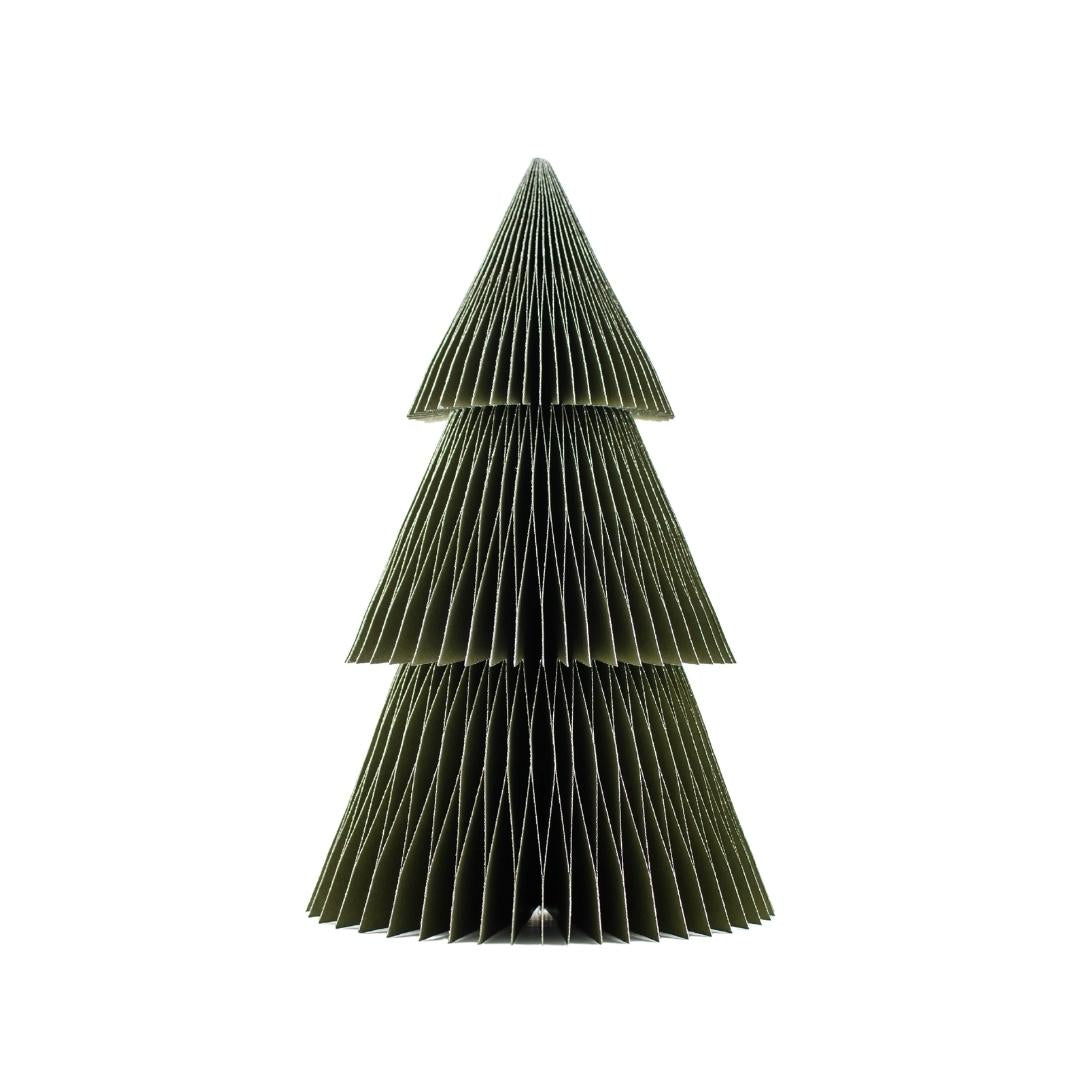 Nordic Rooms Deluxe Standing Christmas Tree - 31cm - Olive Green with Glitter Edge