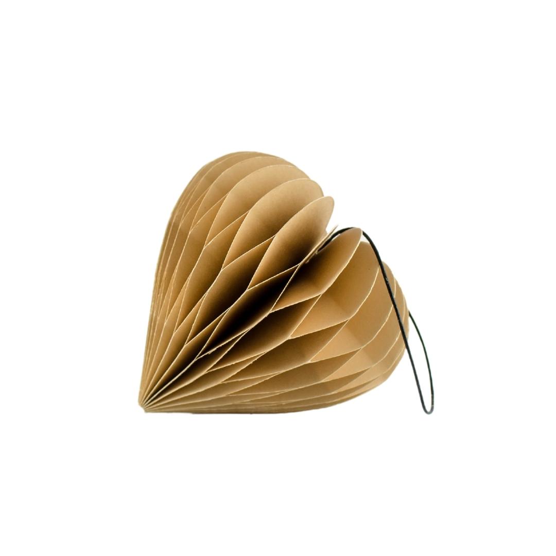 Paper Heart Ornament - Flaxseed