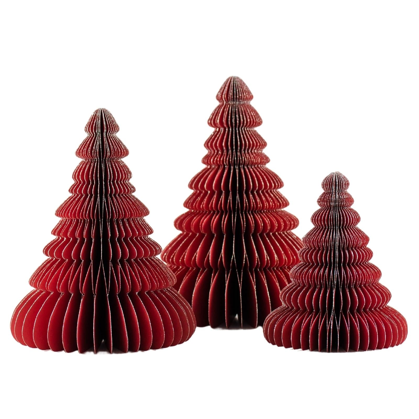 Standing Christmas Tree Collection Classic Red with Glitter Edge