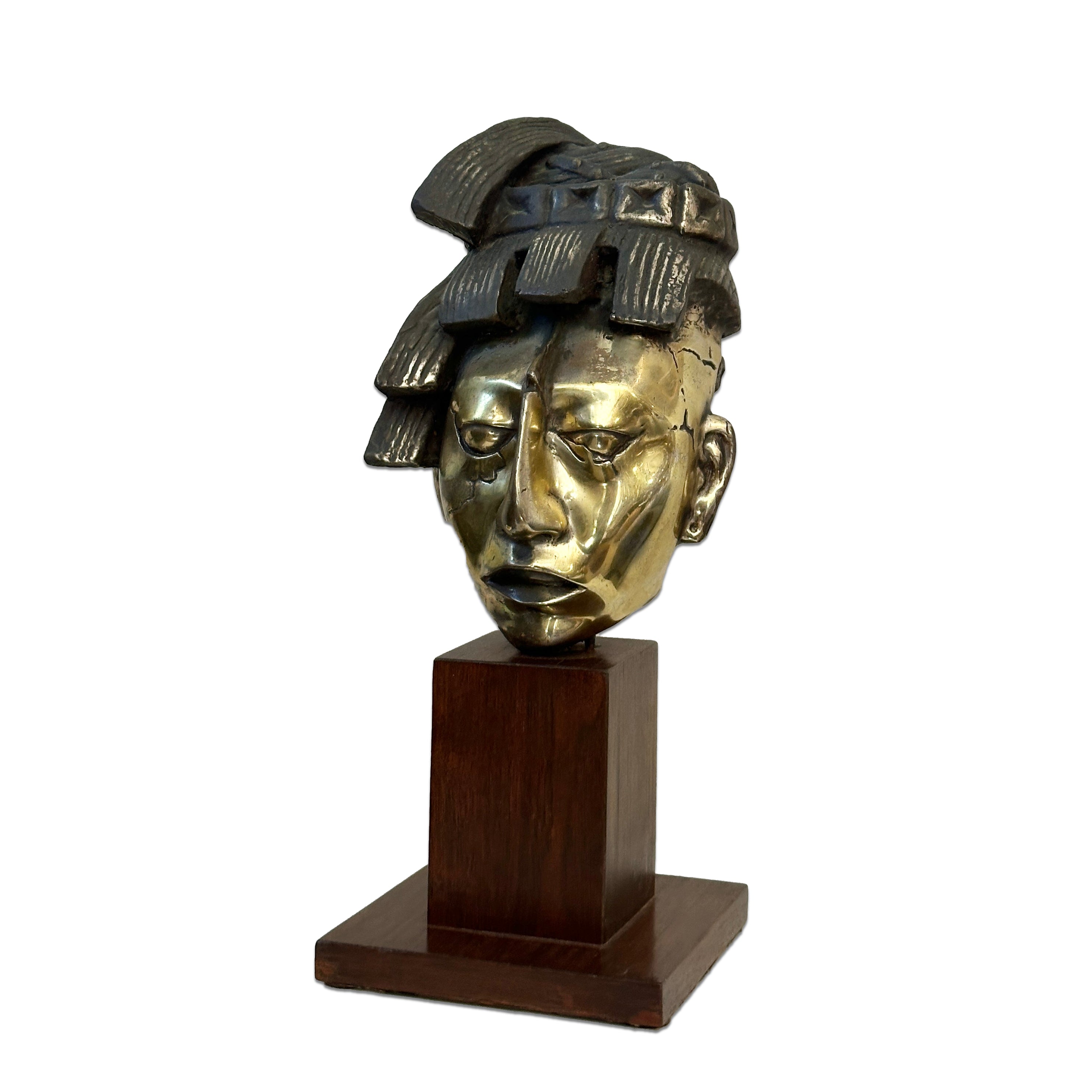 Vintage Silvered Bronze Sculpture of Pakal the Great