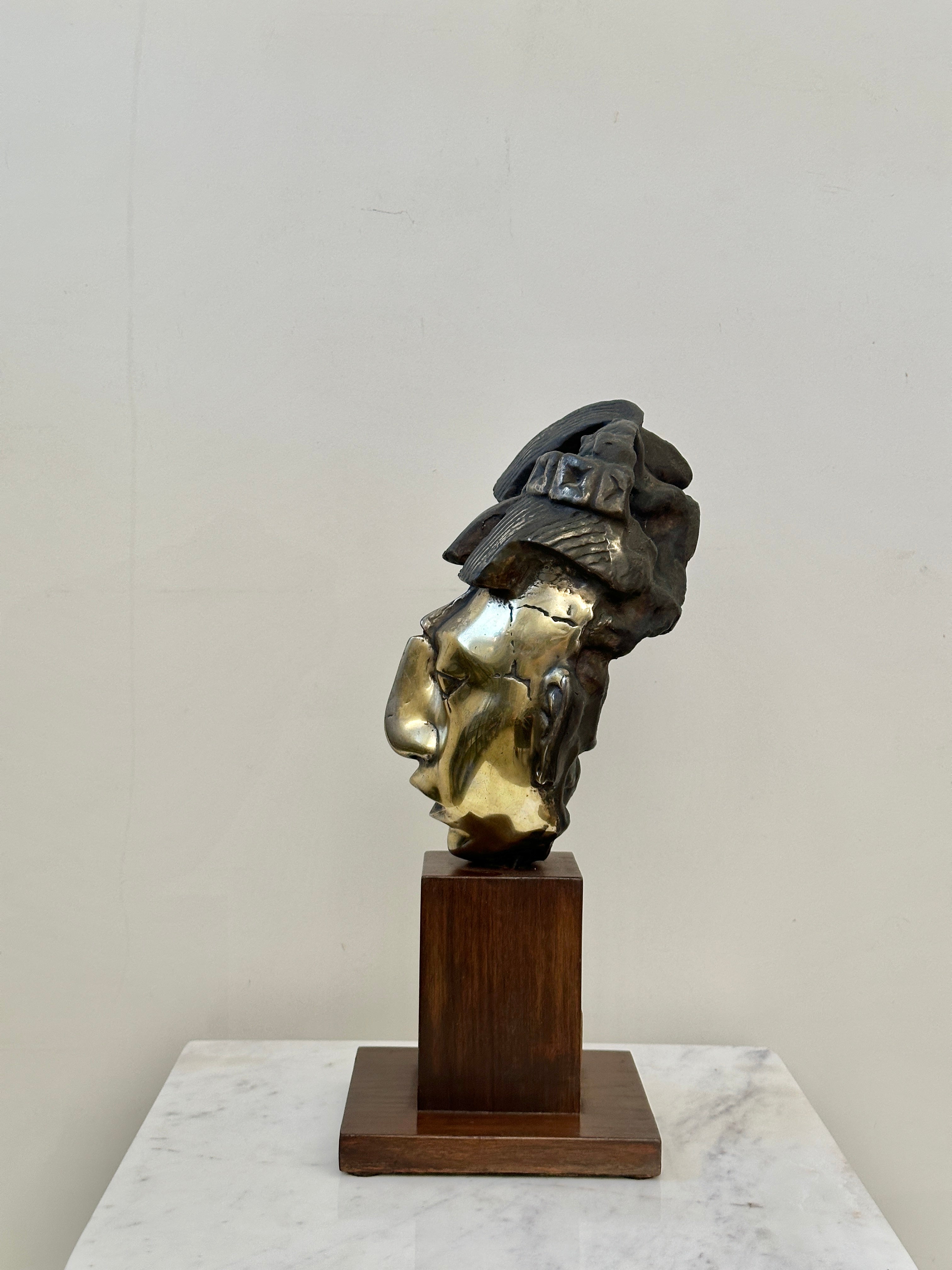 Vintage Silvered Bronze Sculpture of Pakal the Great
