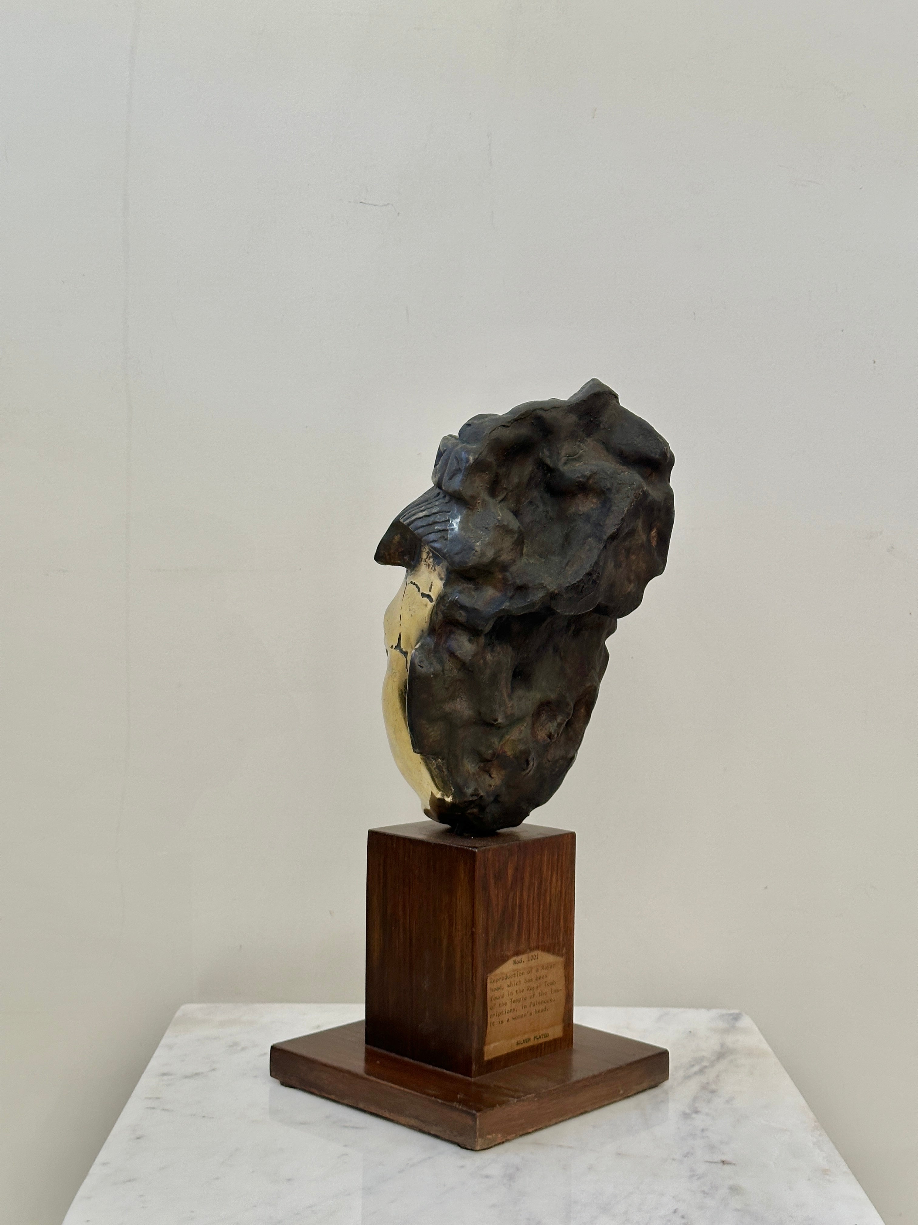 Vintage Silvered Bronze Sculpture of Pakal the Great