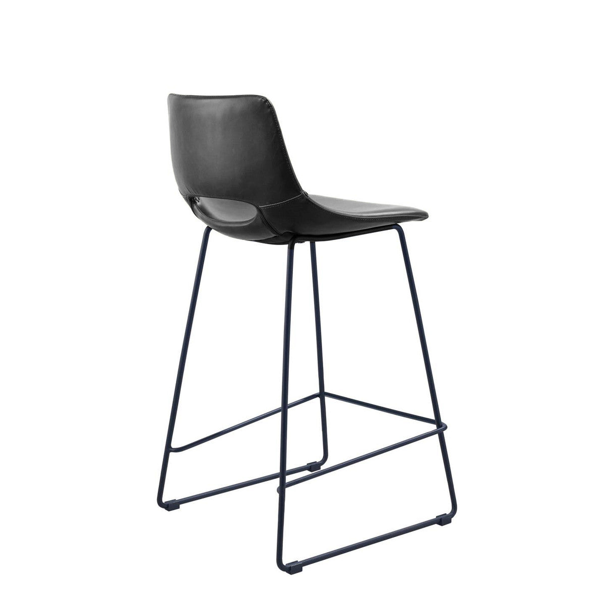 Bowie Vegan Leather Bar Stool - Black