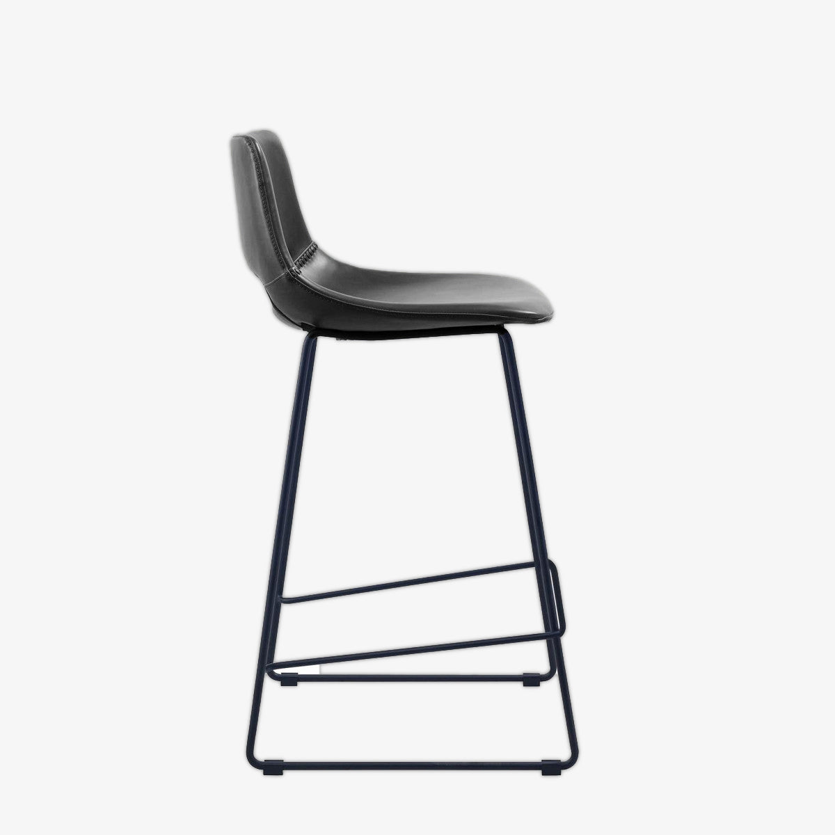 Bowie Vegan Leather Bar Stool - Black