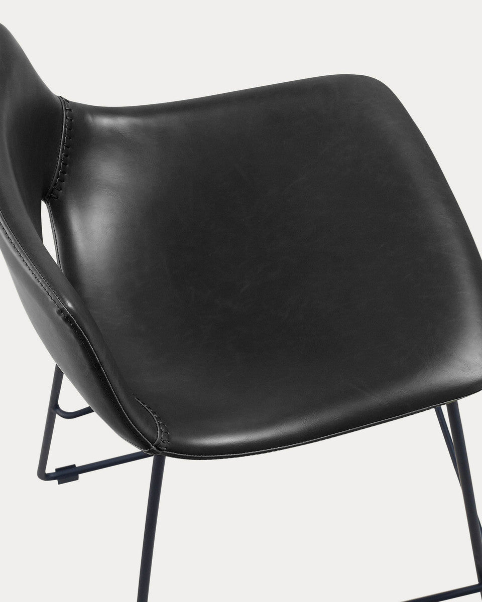 Bowie Vegan Leather Bar Stool - Black