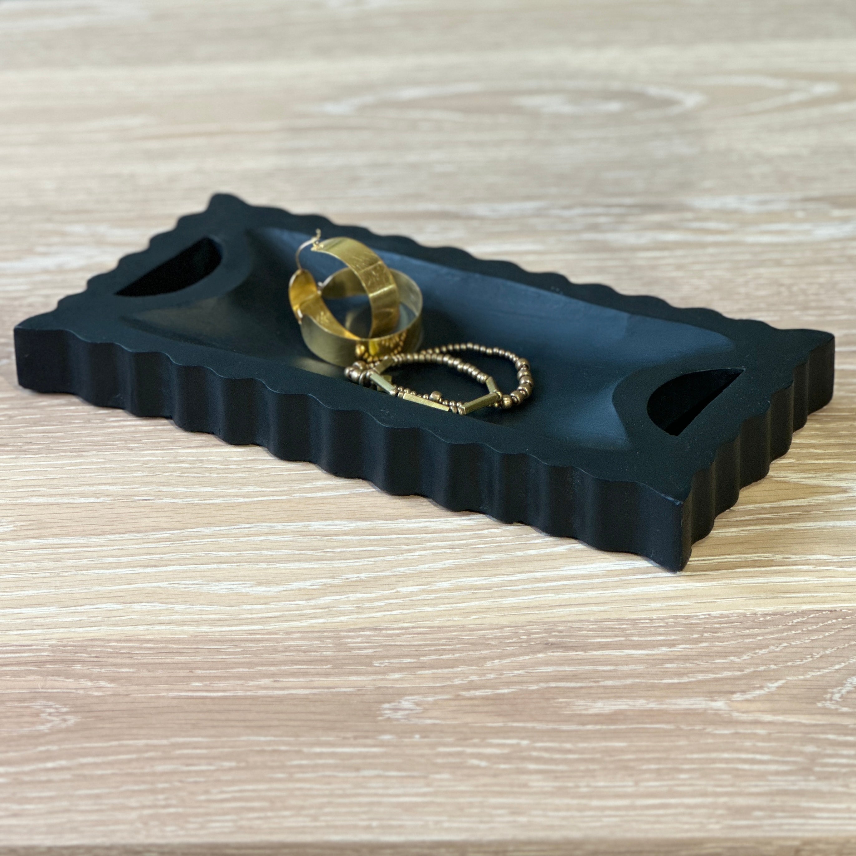 Basaya Wood Tray 18x36x4cm Black