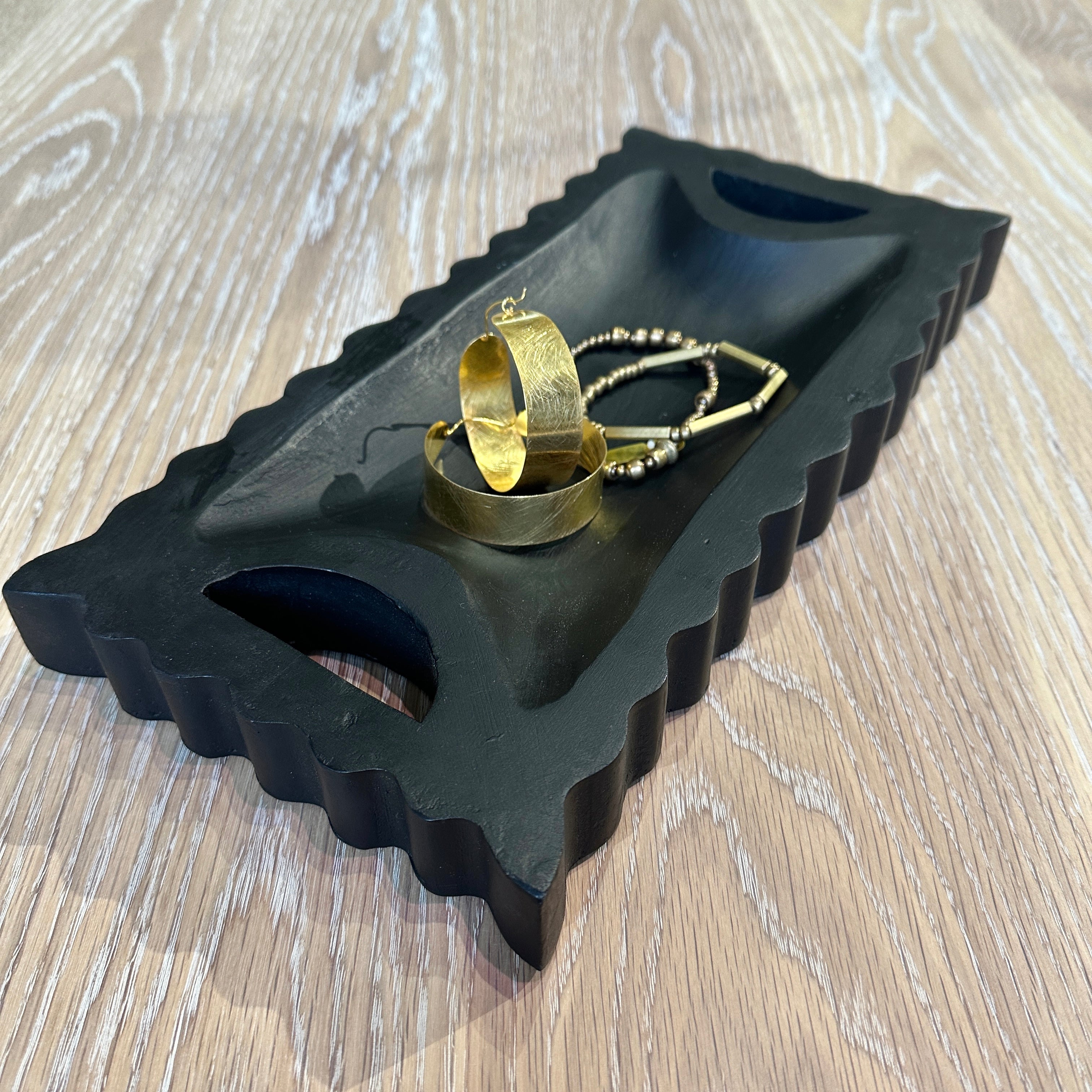 Basaya Wood Tray 18x36x4cm Black