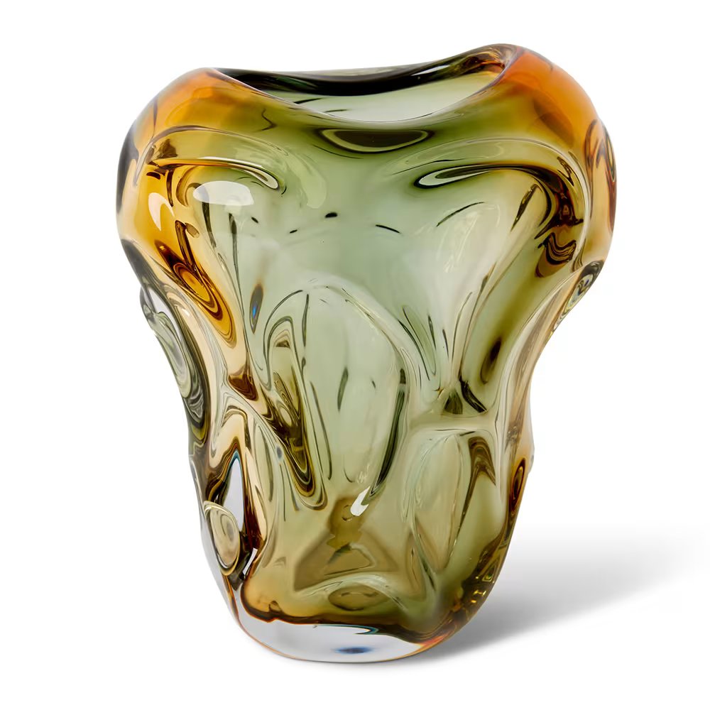 Beran Large Vase - Amber/Green - 21 x 17 x 27cm