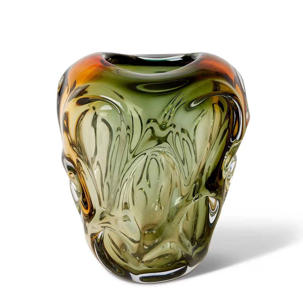 Beran Vase - Amber/Green - 18 x 15 x 22cm