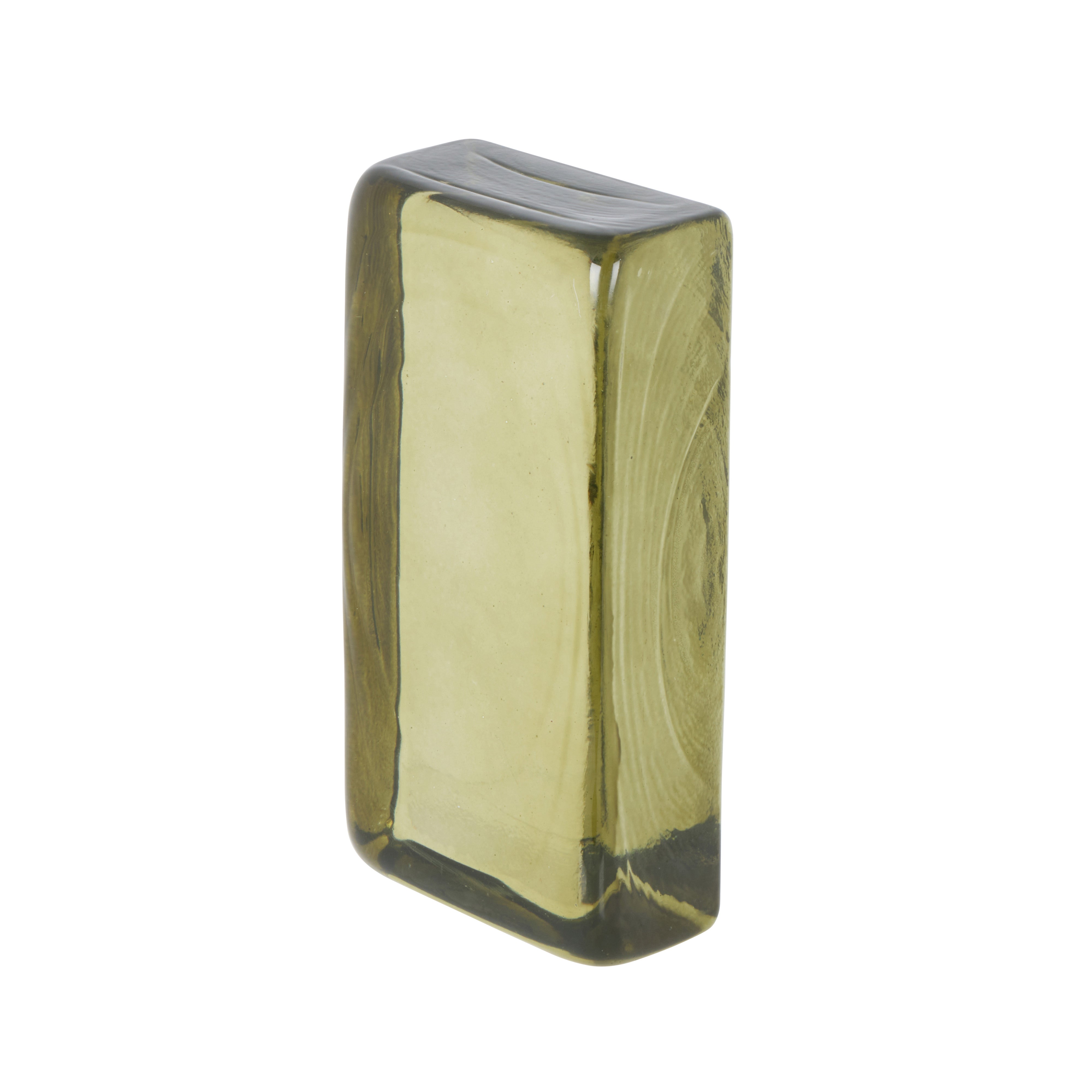 Bernard Glass Brick Sculpture or Book End - Green
