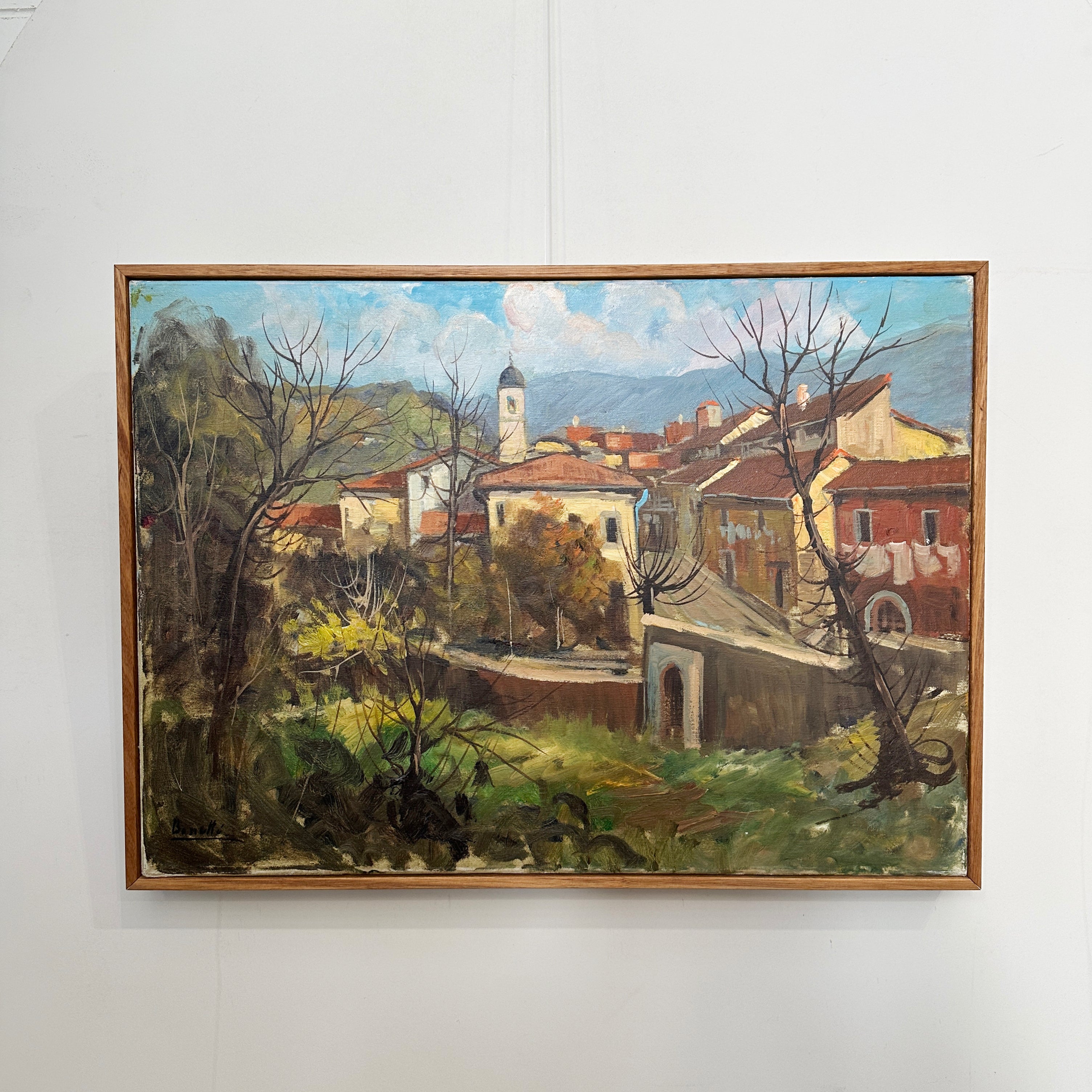Vintage Original Oil on Canvas - Village Scene