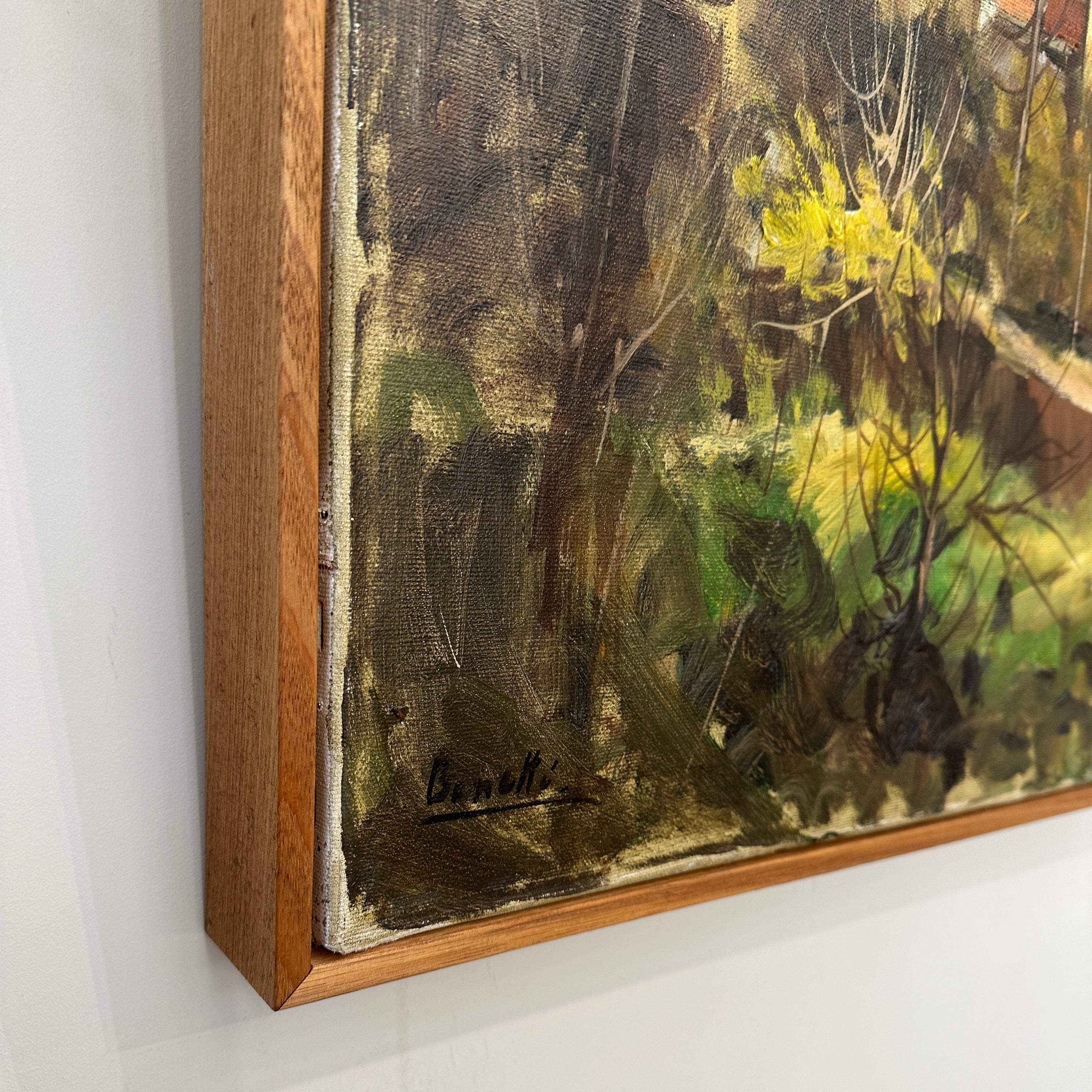 Vintage Original Oil on Canvas - Village Scene