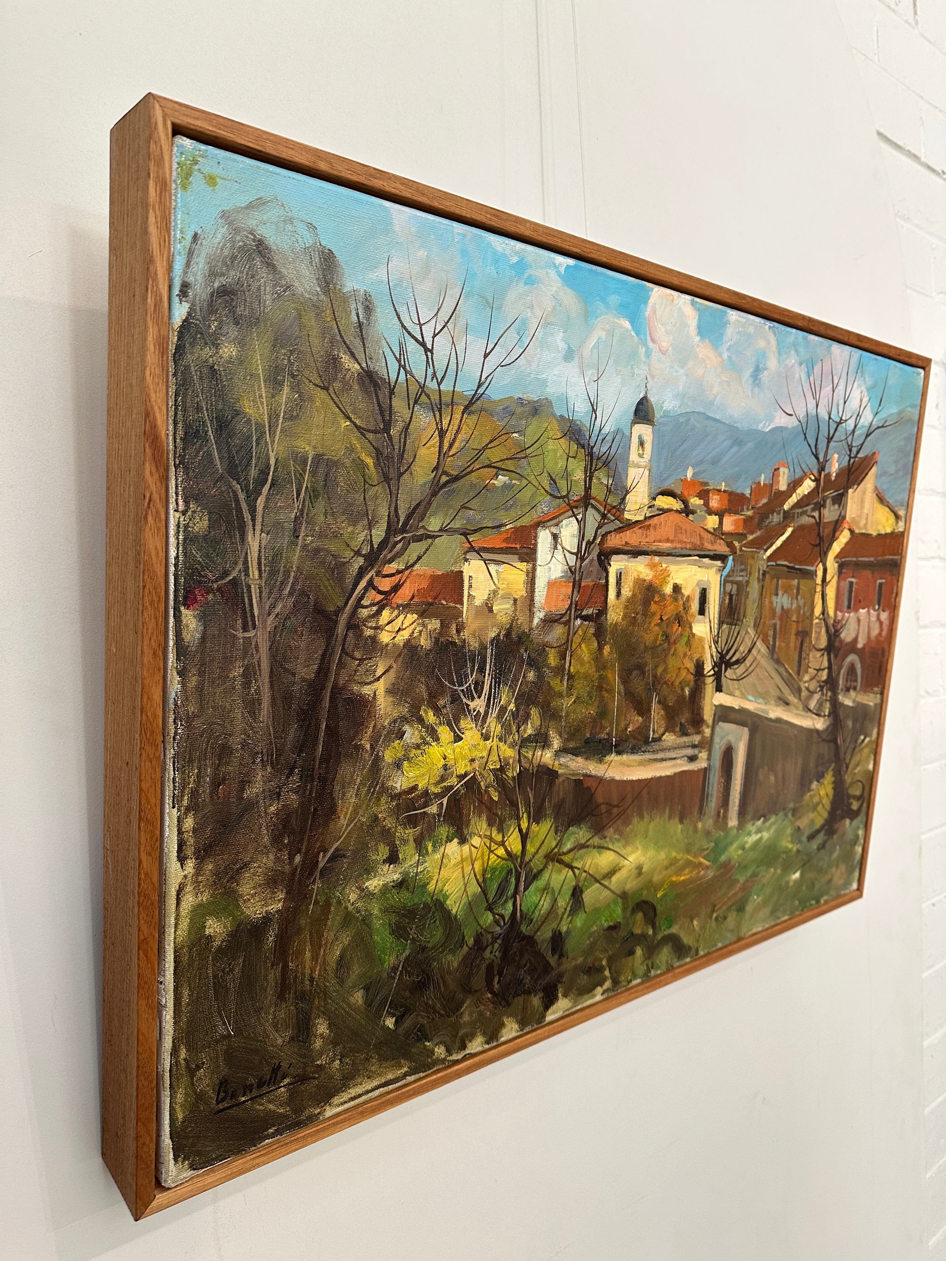 Vintage Original Oil on Canvas - Village Scene