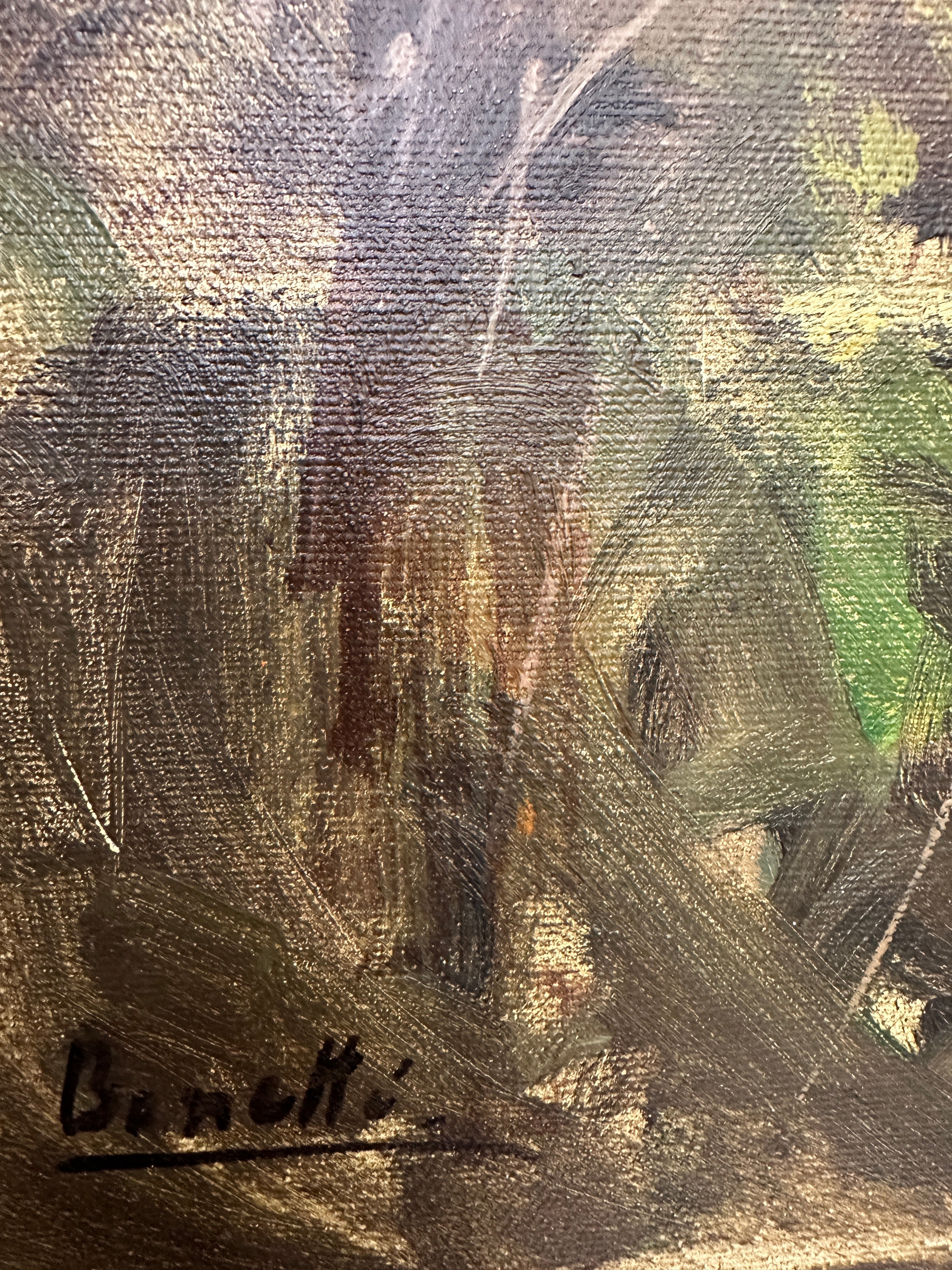 Vintage Original Oil on Canvas - Village Scene