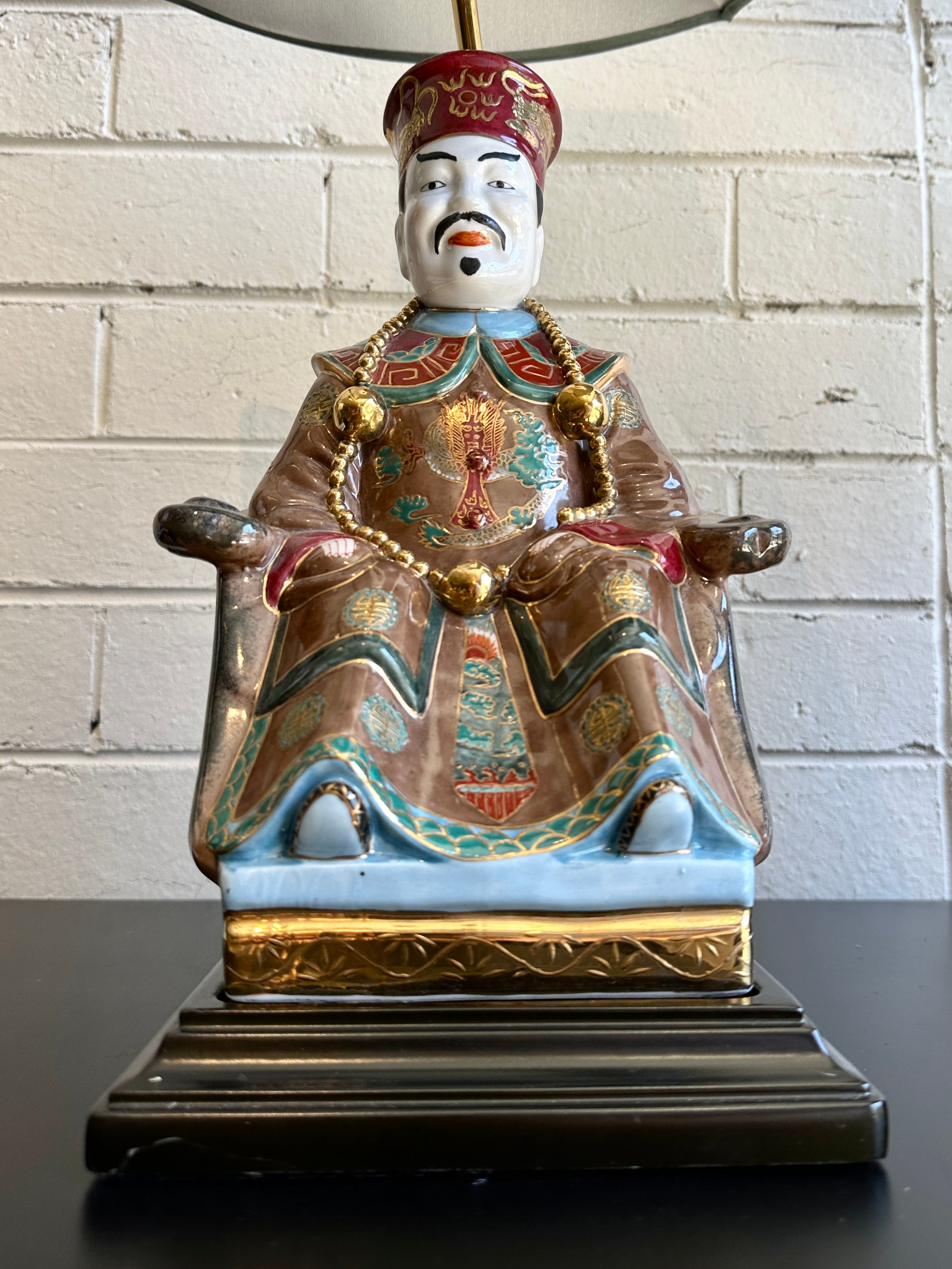 Vintage Chinoiserie Emperor and Empress Table Lamps - Pair