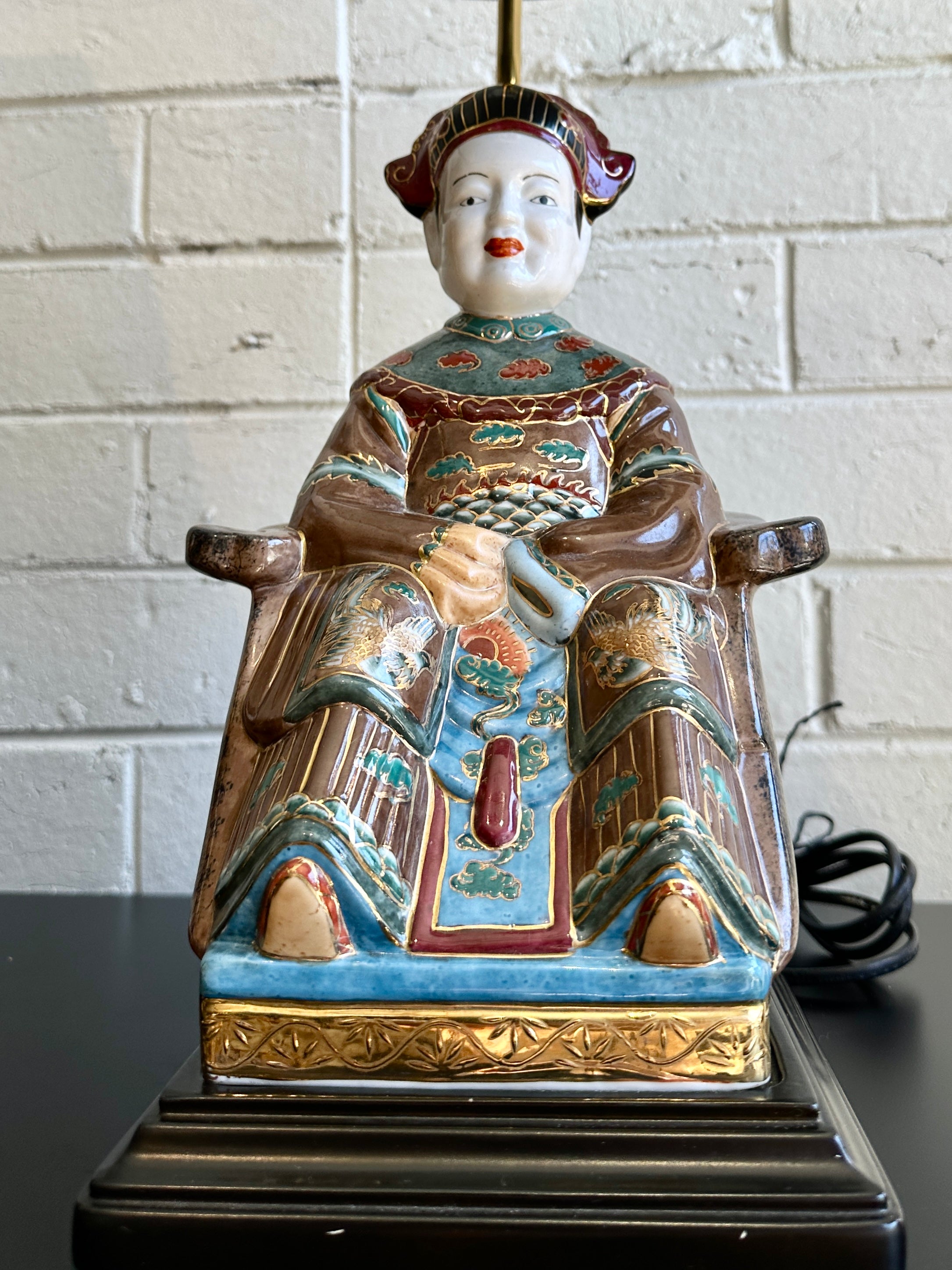 Vintage Chinoiserie Emperor and Empress Table Lamps - Pair