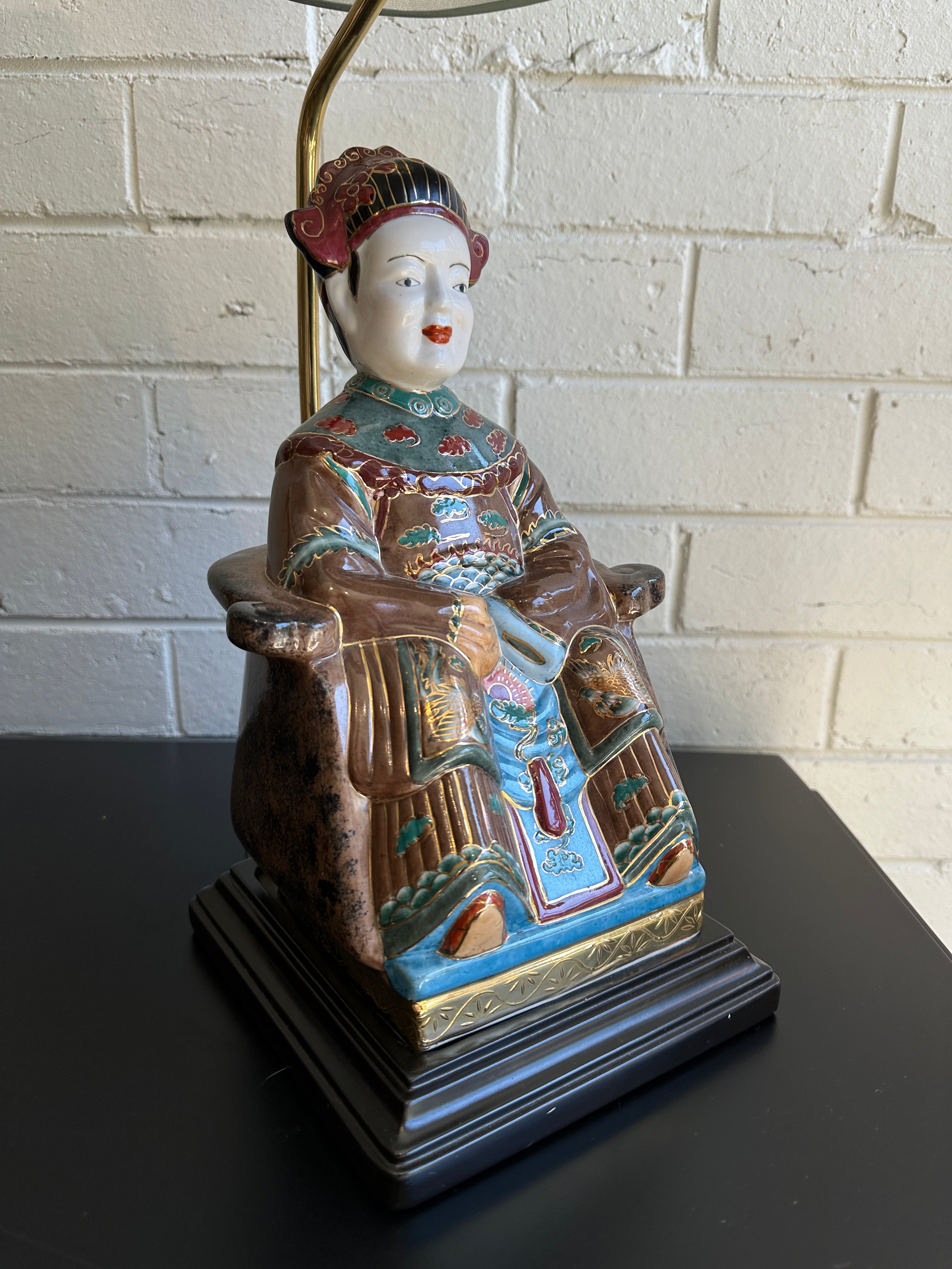 Vintage Chinoiserie Emperor and Empress Table Lamps - Pair