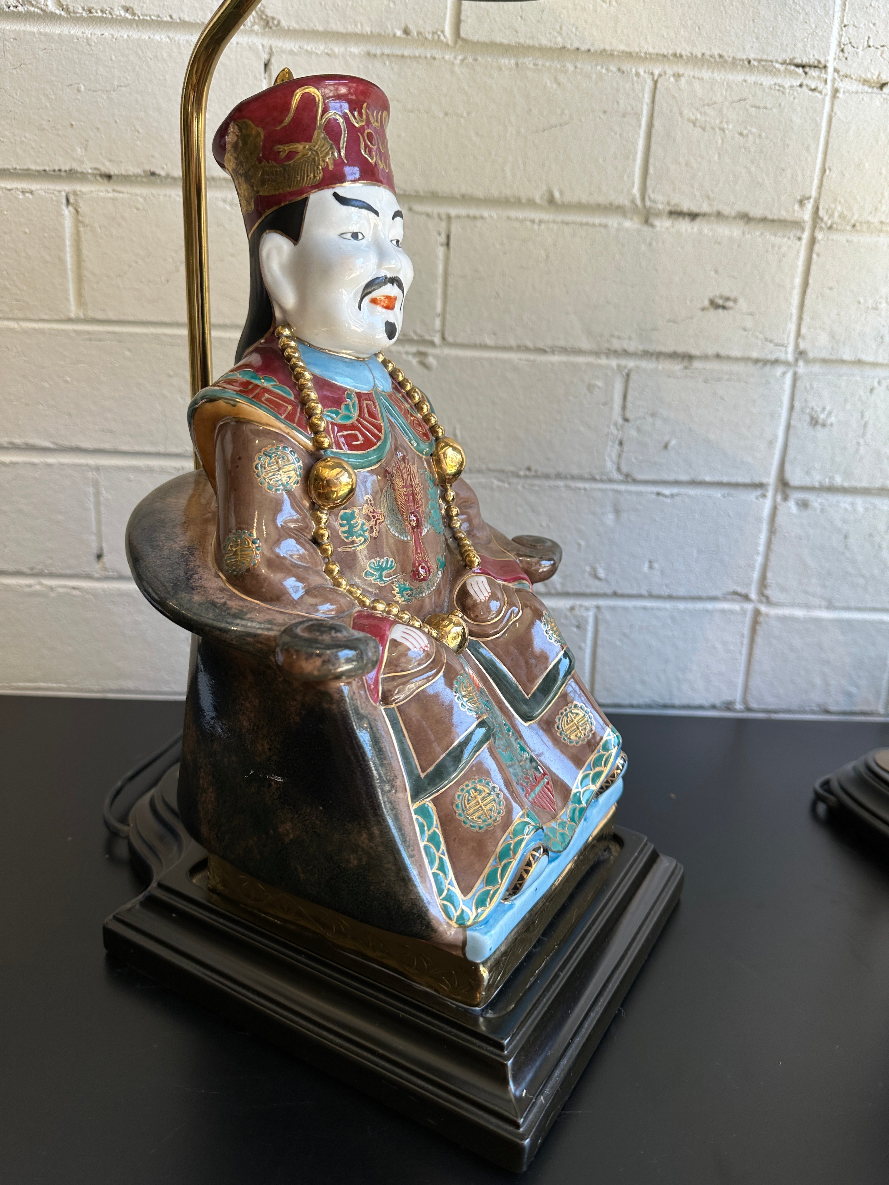 Vintage Chinoiserie Emperor and Empress Table Lamps - Pair