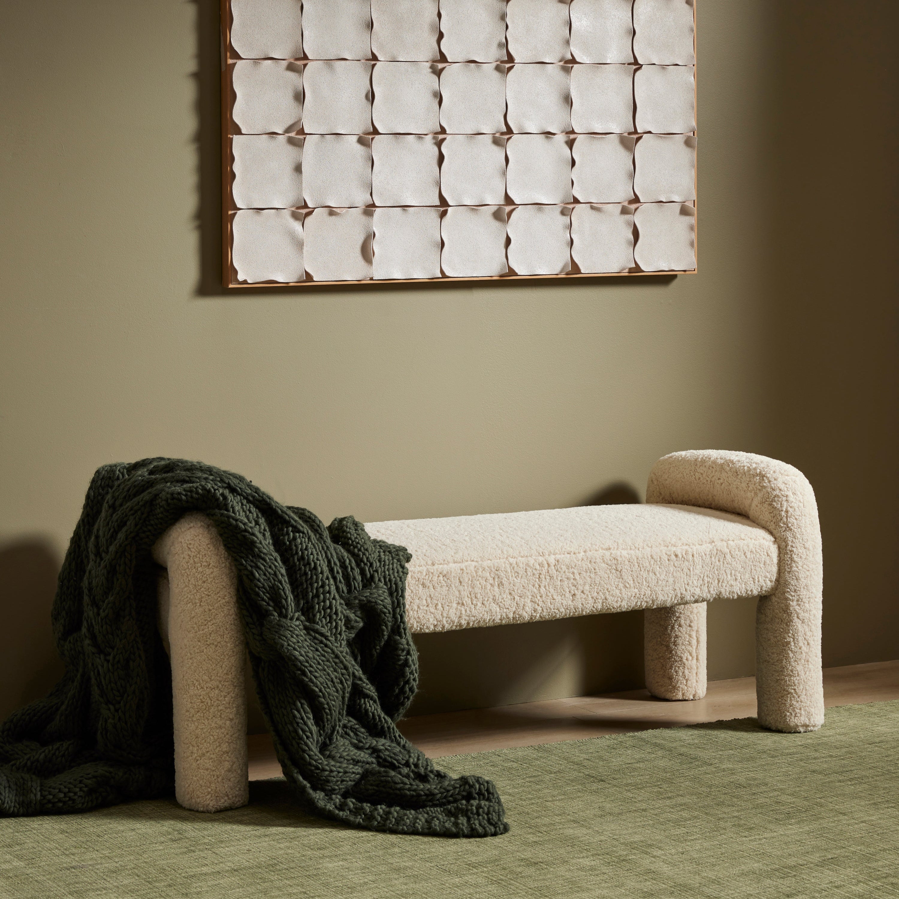 GRAND DESIGNS Hamish Hand Knitted Throw Dark Green 180x130cm