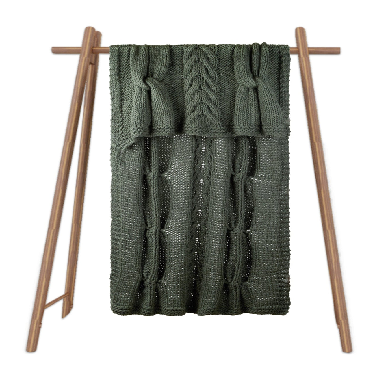 Grand Designs Hamish Forest Green Chunky Knit Throw