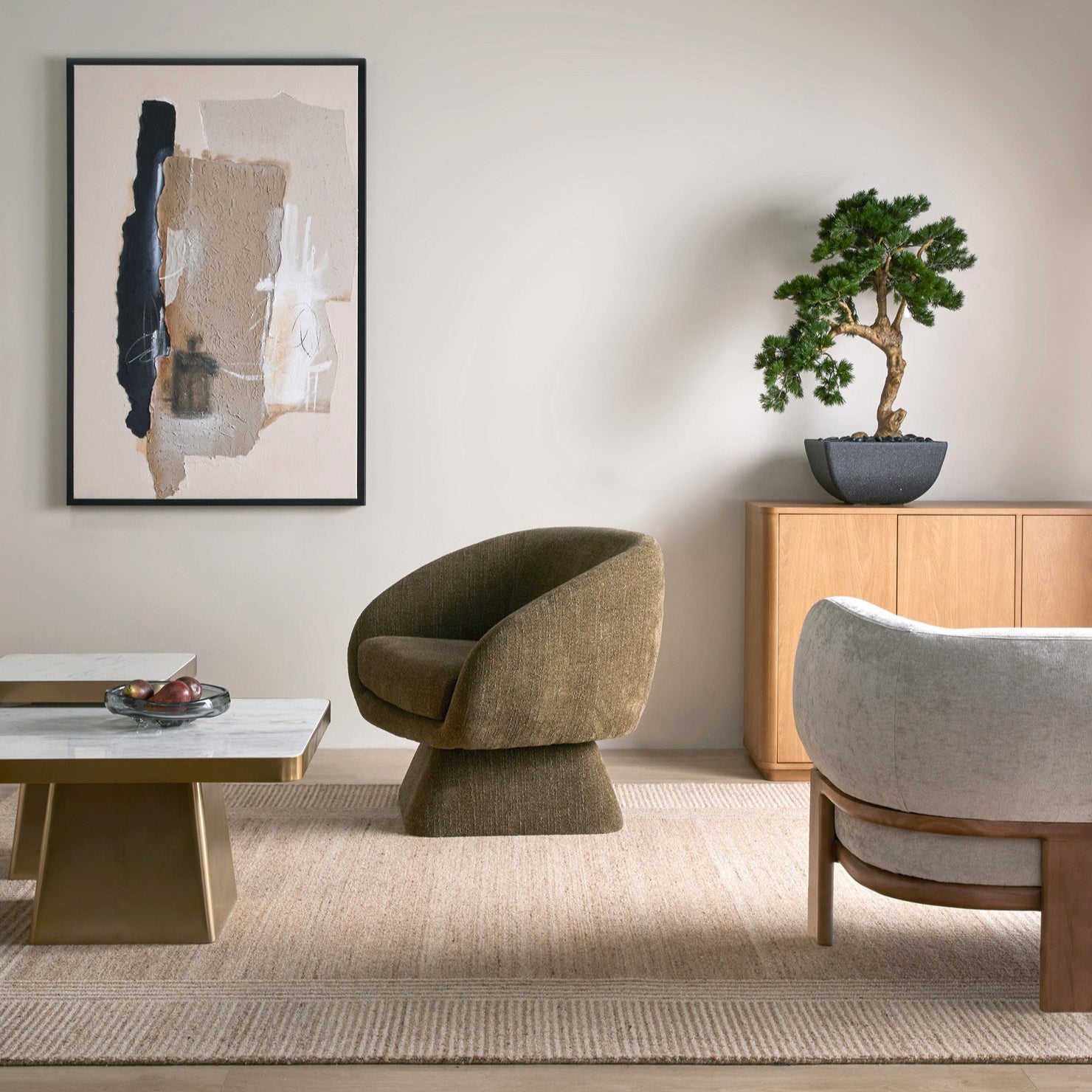 Lucca Swivel Chair - Olive Green