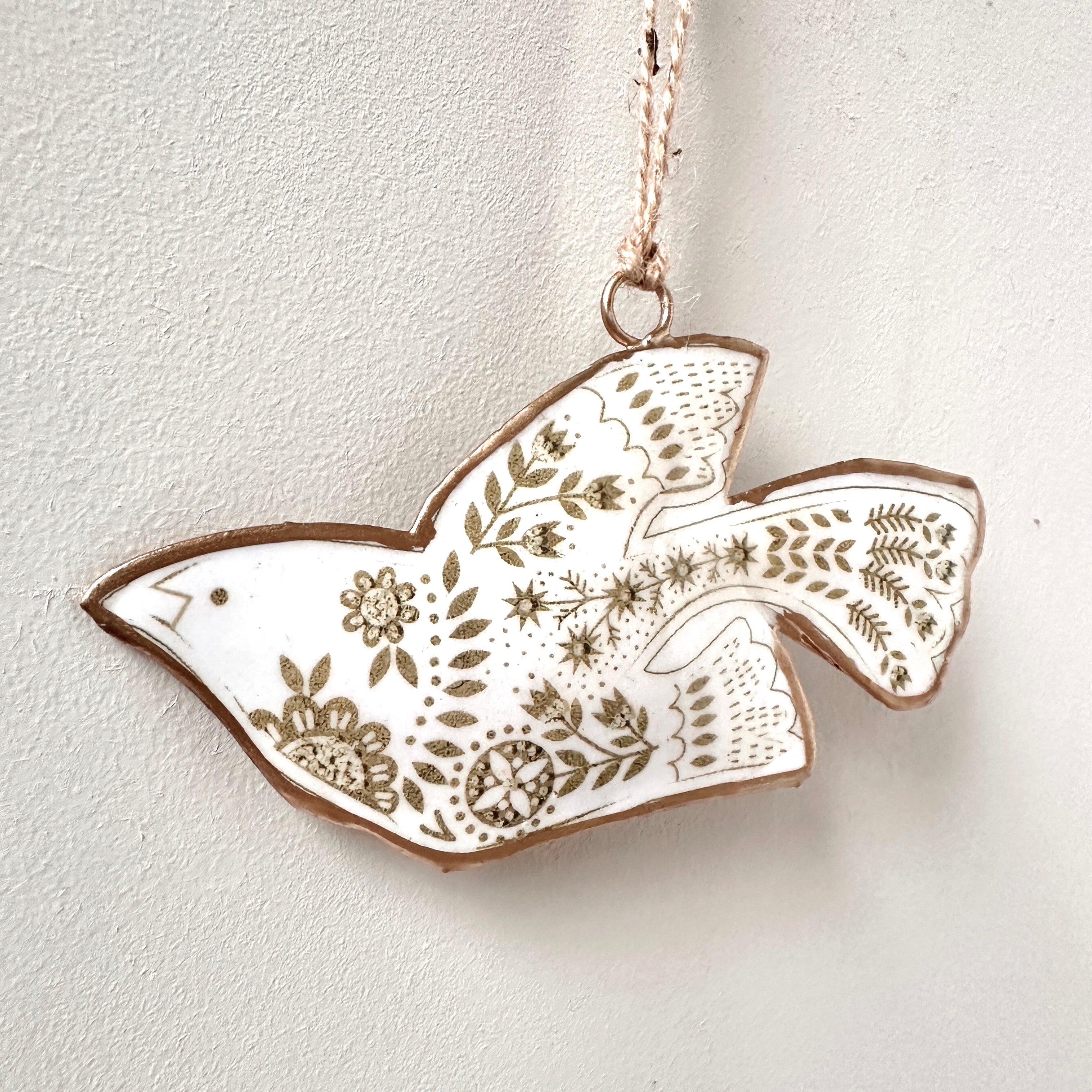 Recycled Metal Hanging Ornament - Naïve Bird