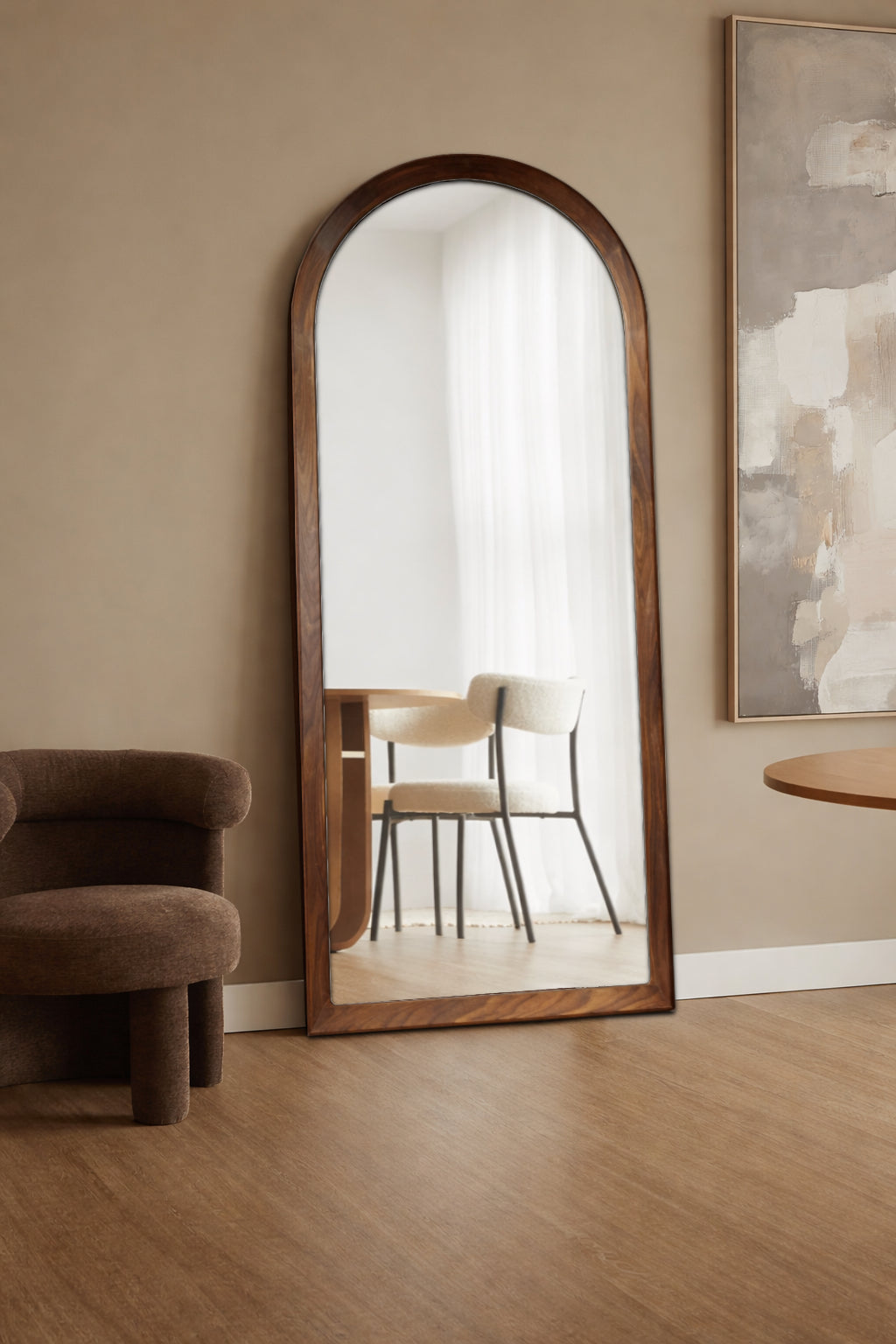 Ingrid Arched Floor Mirror 80 x 180cm Black Walnut