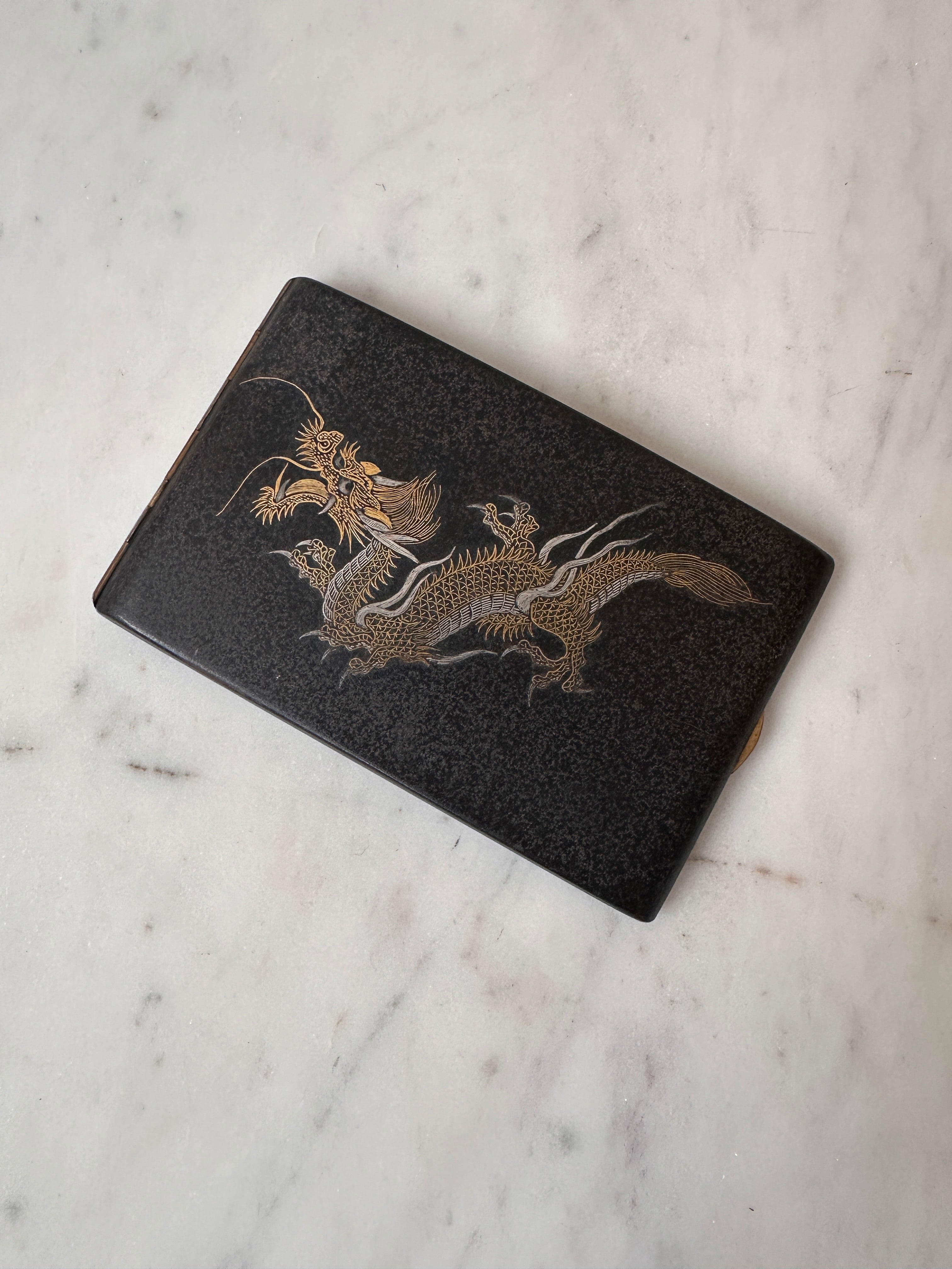 Japanese Dragon Cigarette Case - Damascene Komai Style