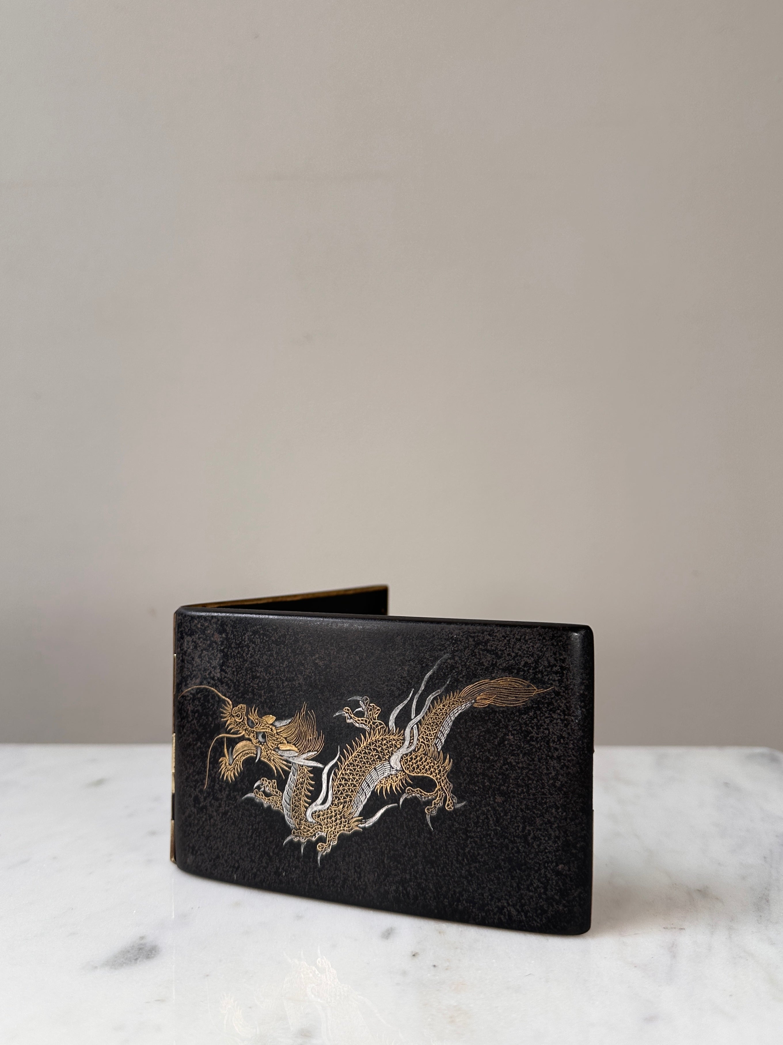 Japanese Dragon Cigarette Case - Damascene Komai Style
