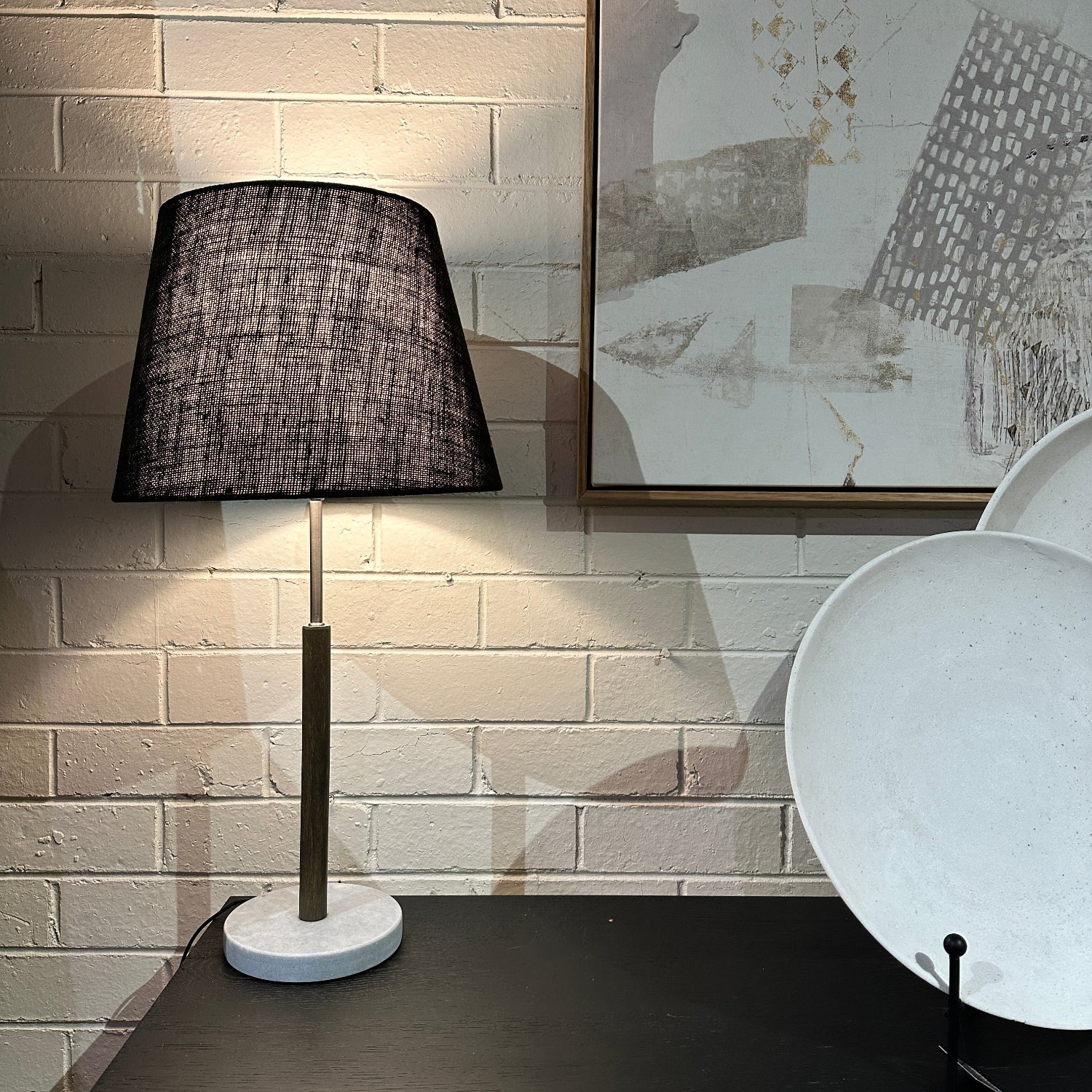 Jenkins Table Lamp - Black Linen Shade