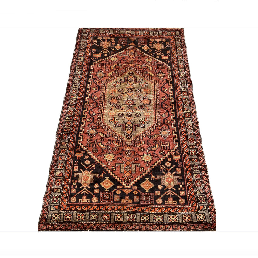 Vintage Hand-Knotted Hamadan Persian Rug (120 x 180cm)