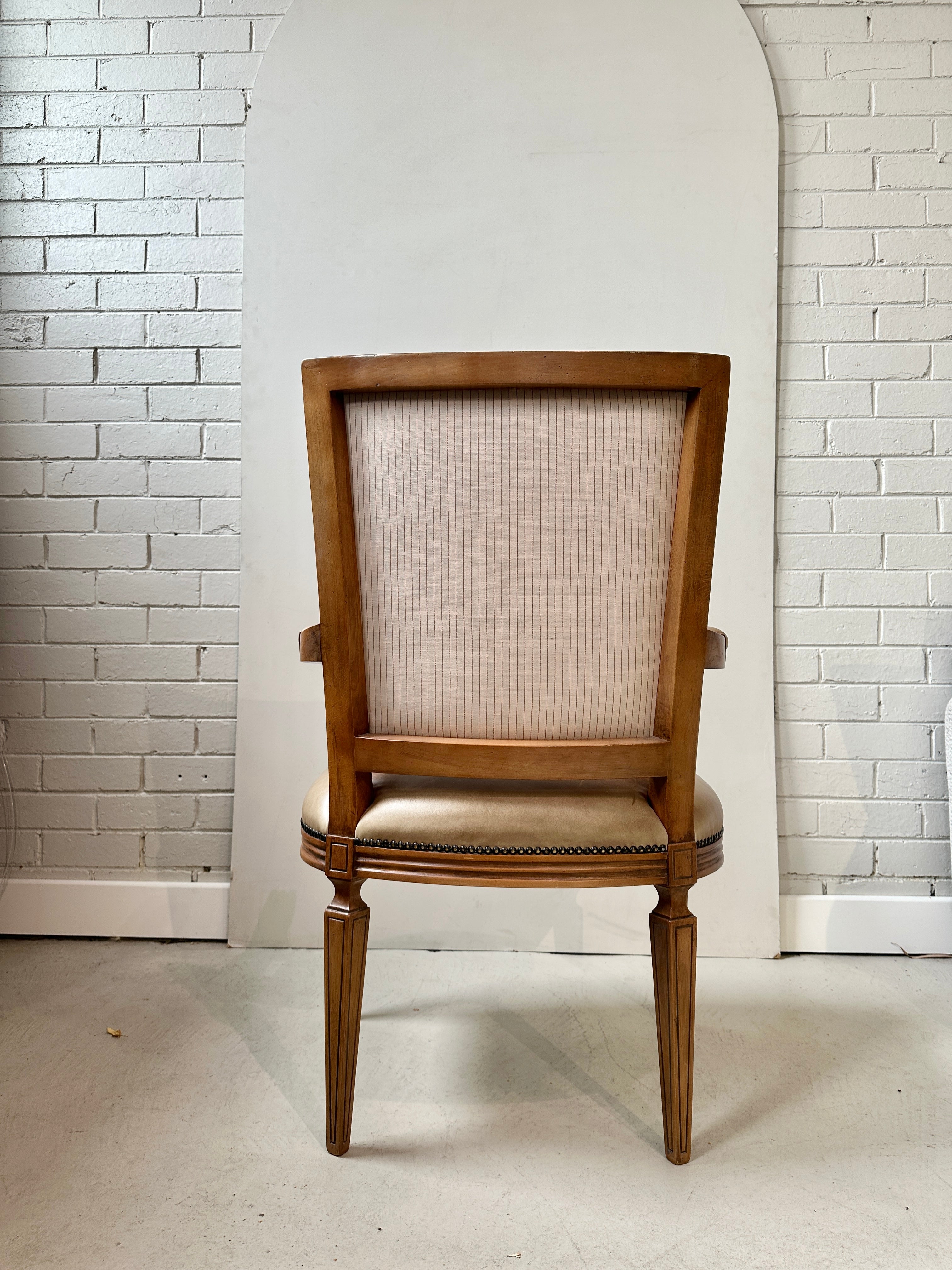 Vintage Louis VI Style Elbow Chair - Tan Leather