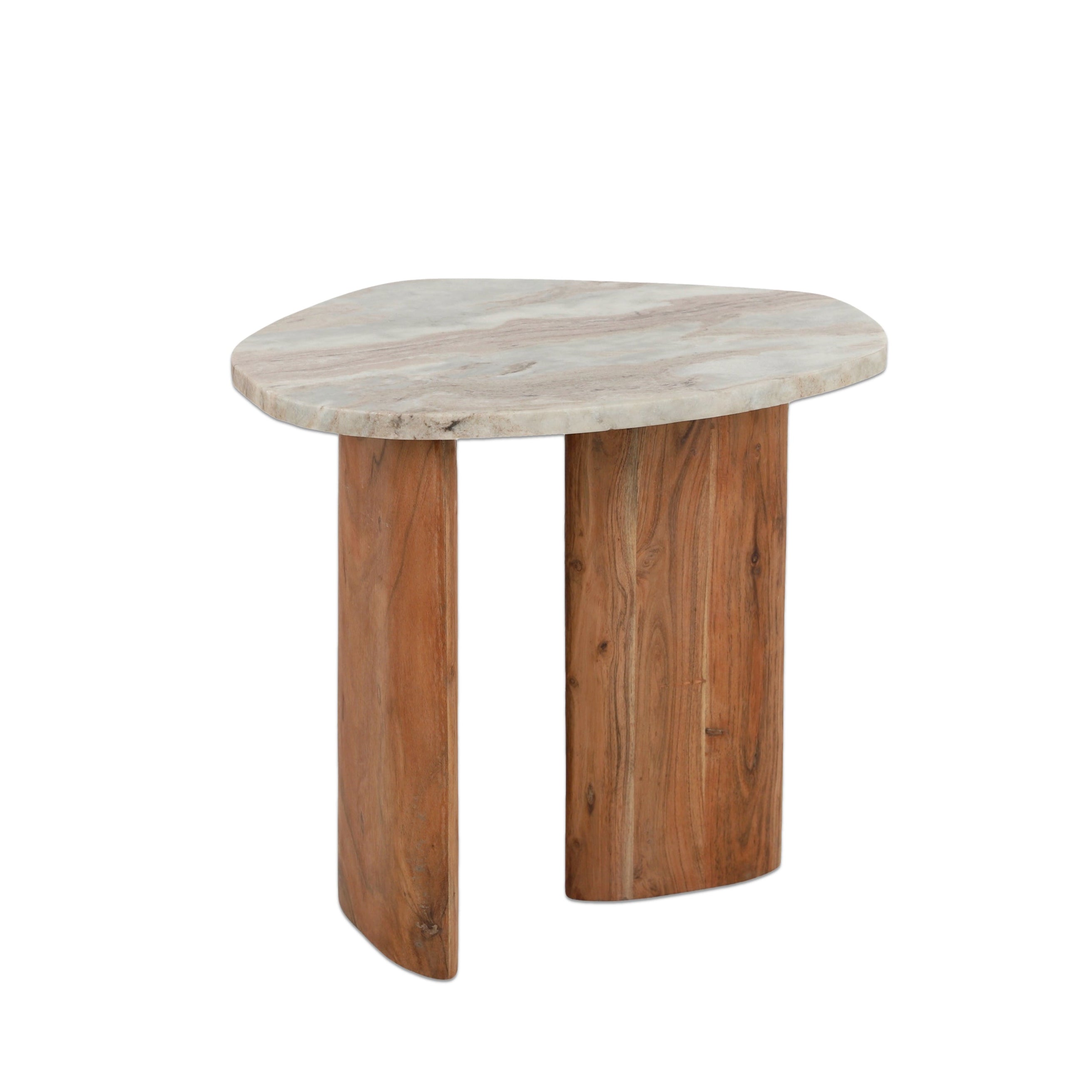 Lugano Marble and Wood Side Table