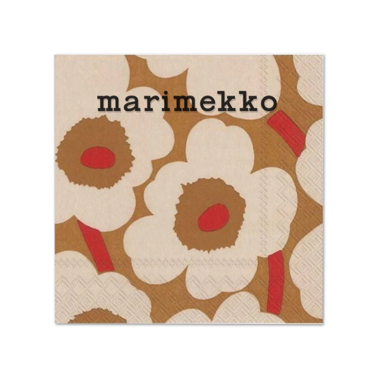Marimekko Paper Napkin - Unikko - Dark Cream Red