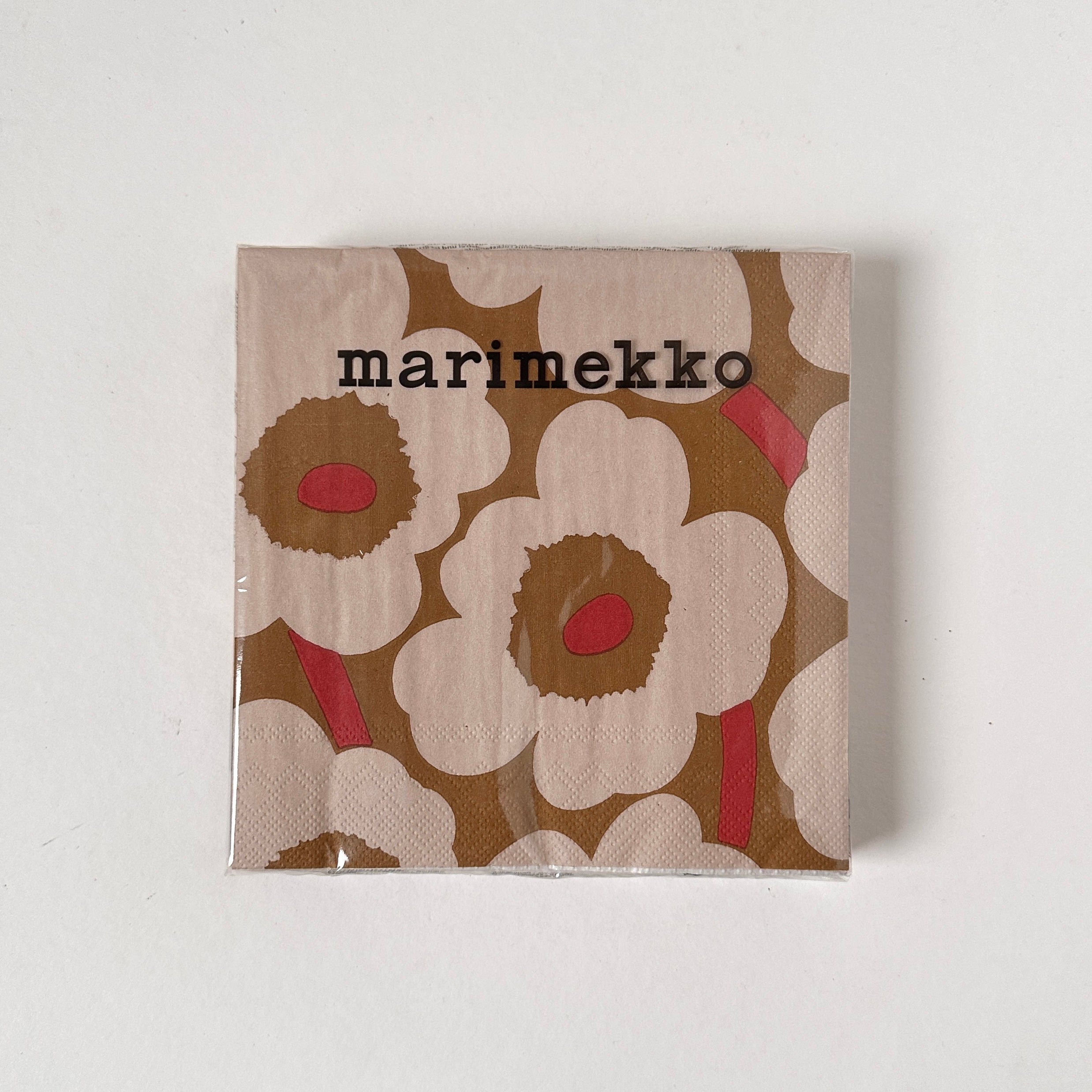 Marimekko Paper Napkin - Unikko - Dark Cream Red