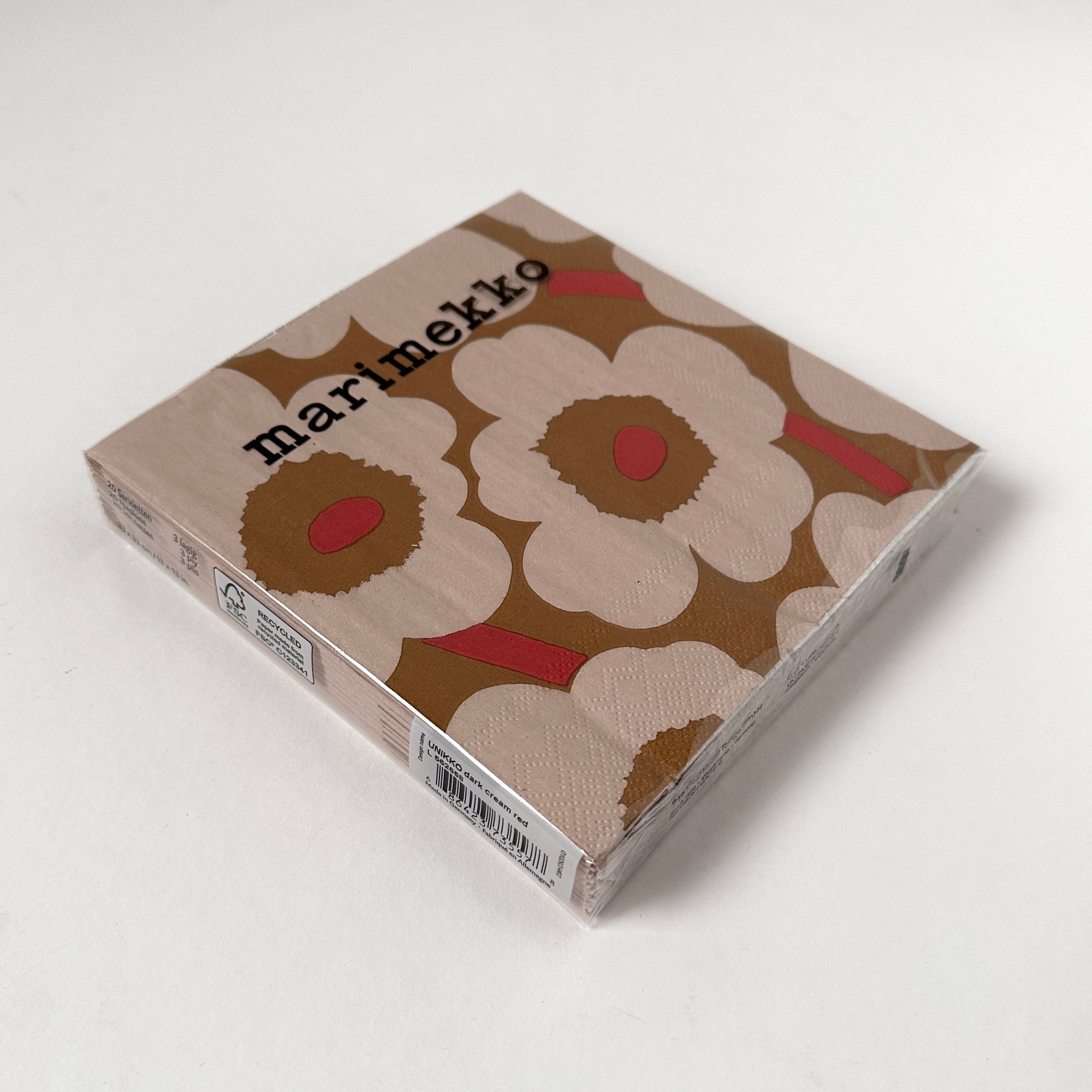 Marimekko Paper Napkin - Unikko - Dark Cream Red