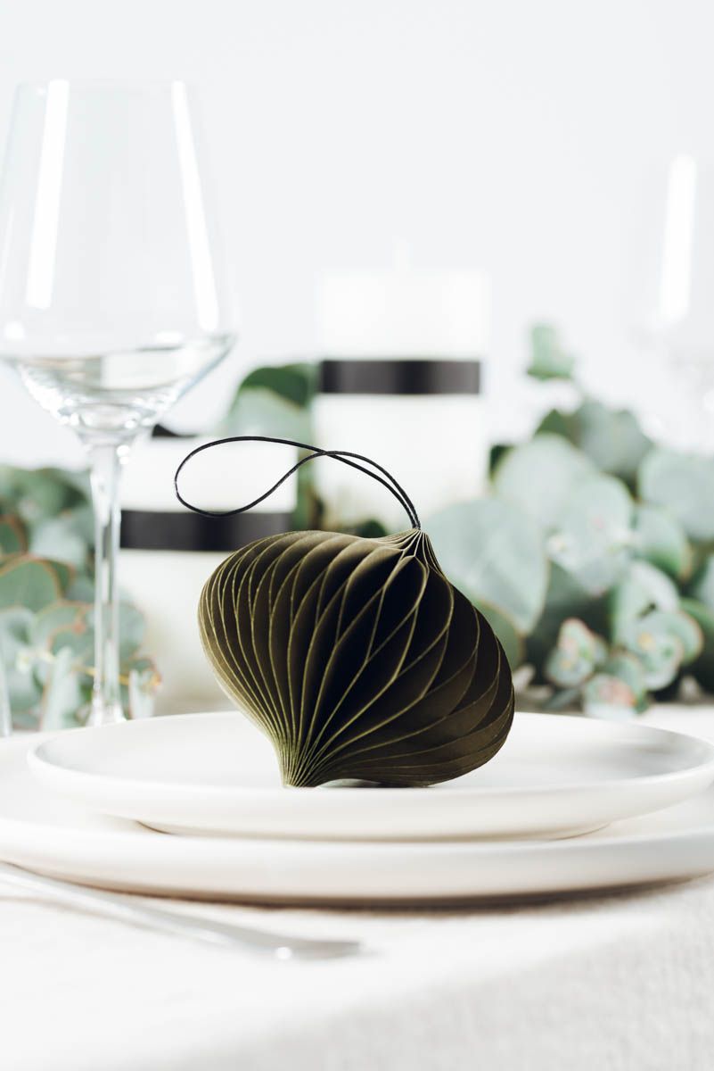 Paper Jewel Ornament - Olive Green