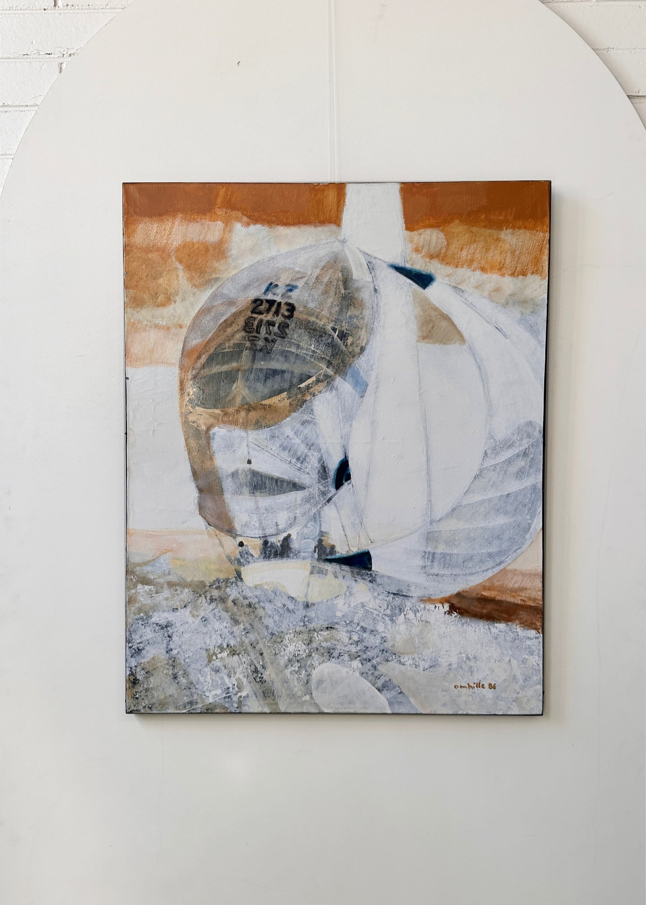 "Sous Spi" (Under Spinnaker)– Original Oil on Canvas by Paul Ambille (1986)