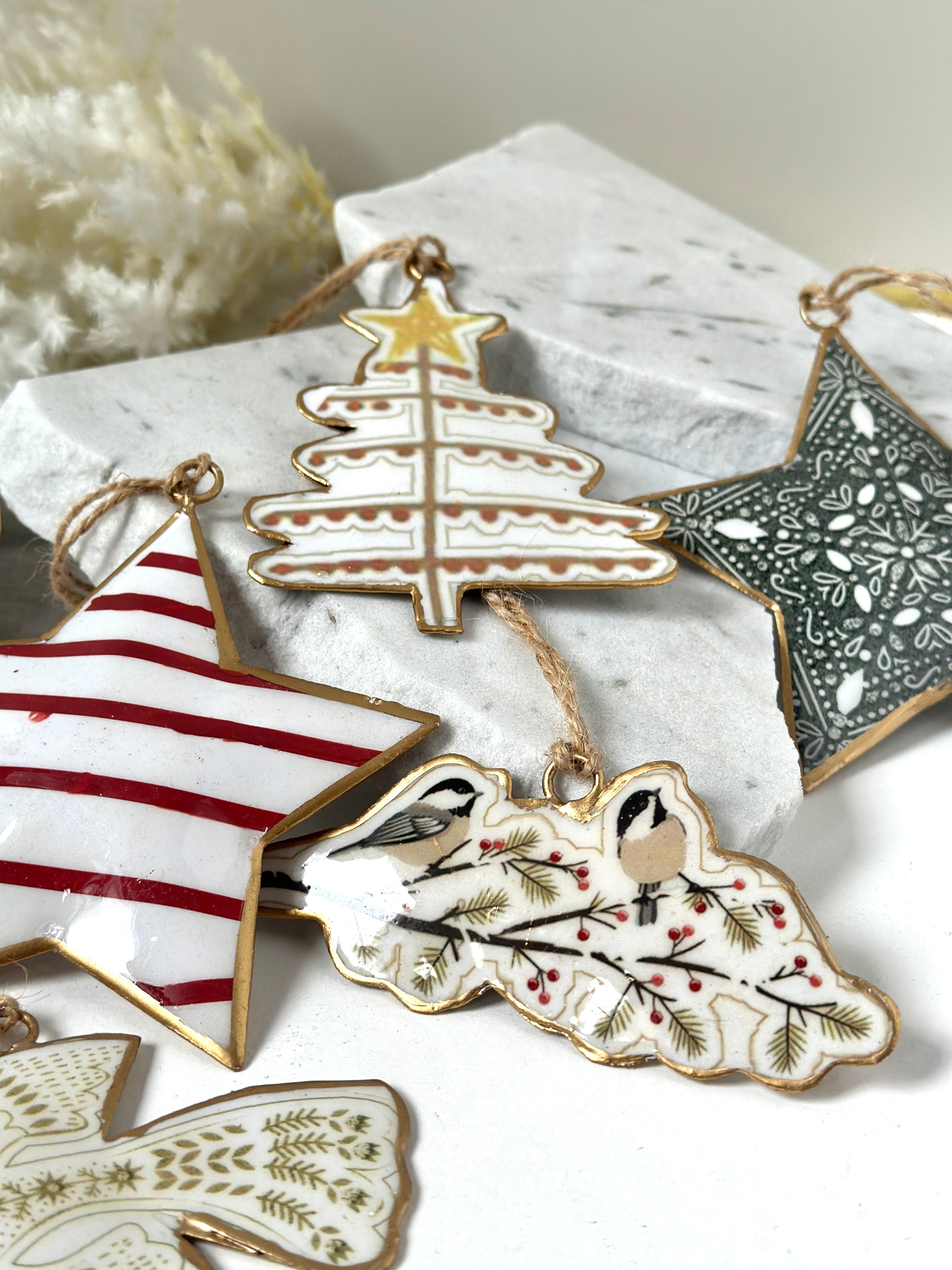 Recycled Metal Hanging Ornament - Grey Star