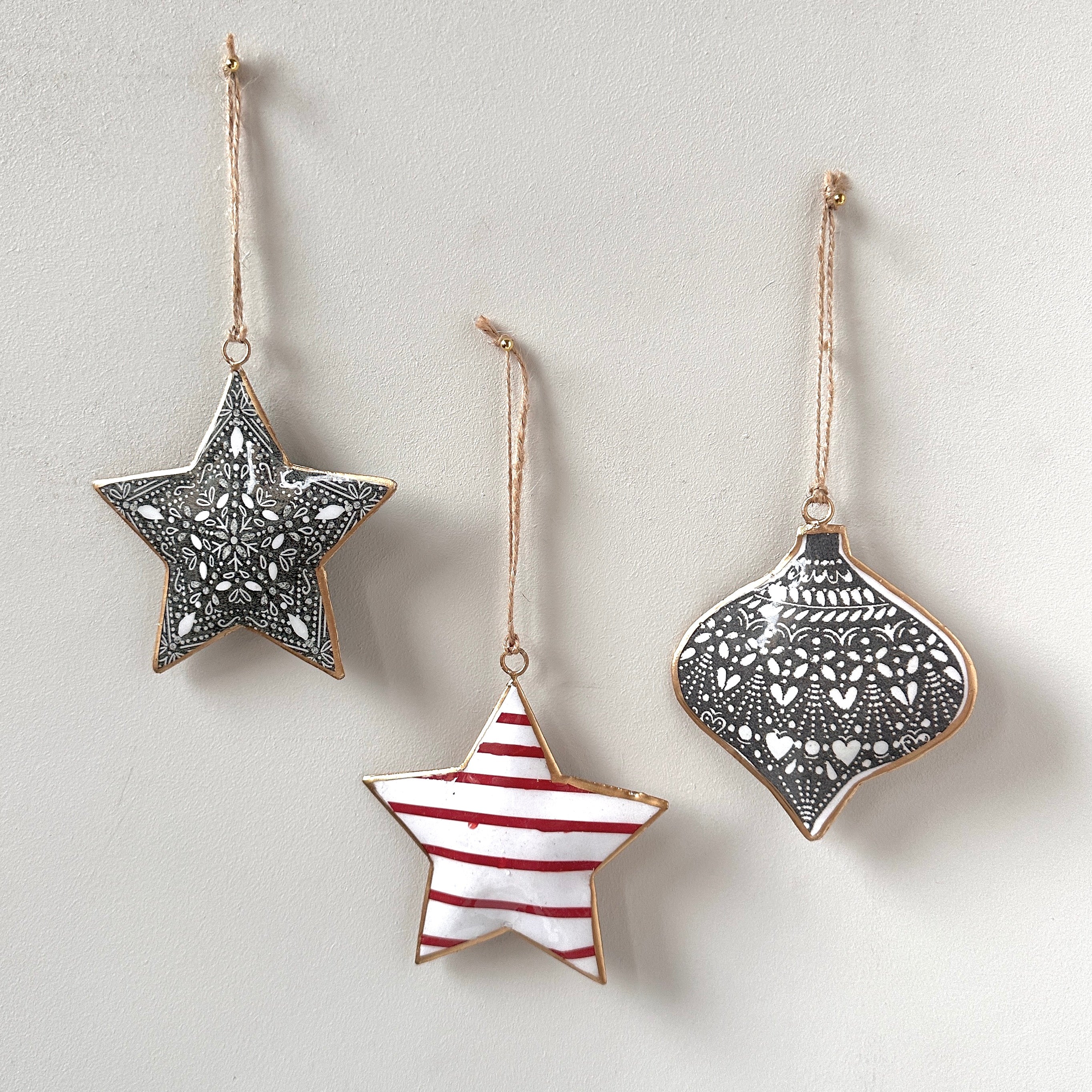 Recycled Metal Hanging Ornament - Grey Star