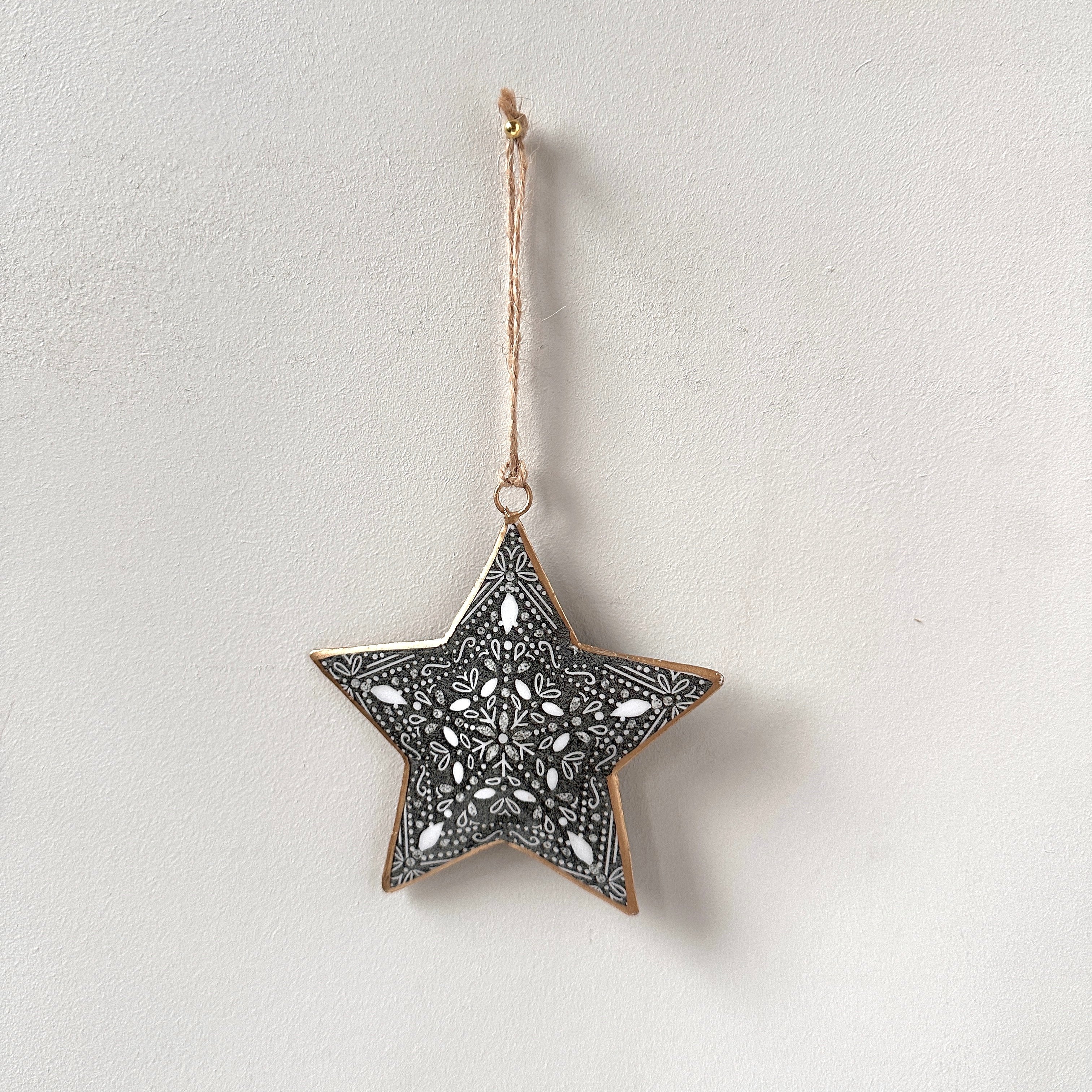 Recycled Metal Hanging Ornament - Grey Star