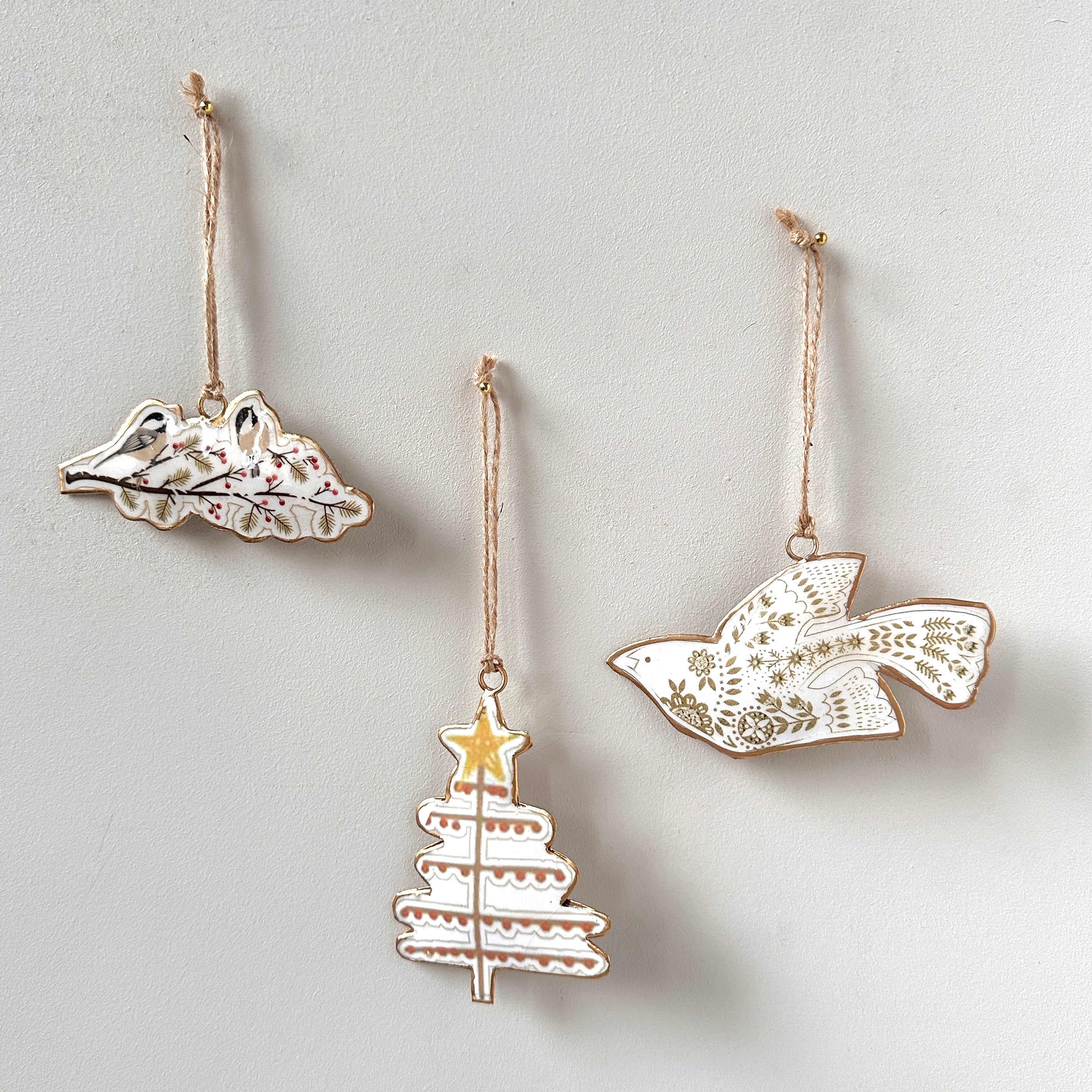 Recycled Metal Hanging Ornament - Birds on Branch