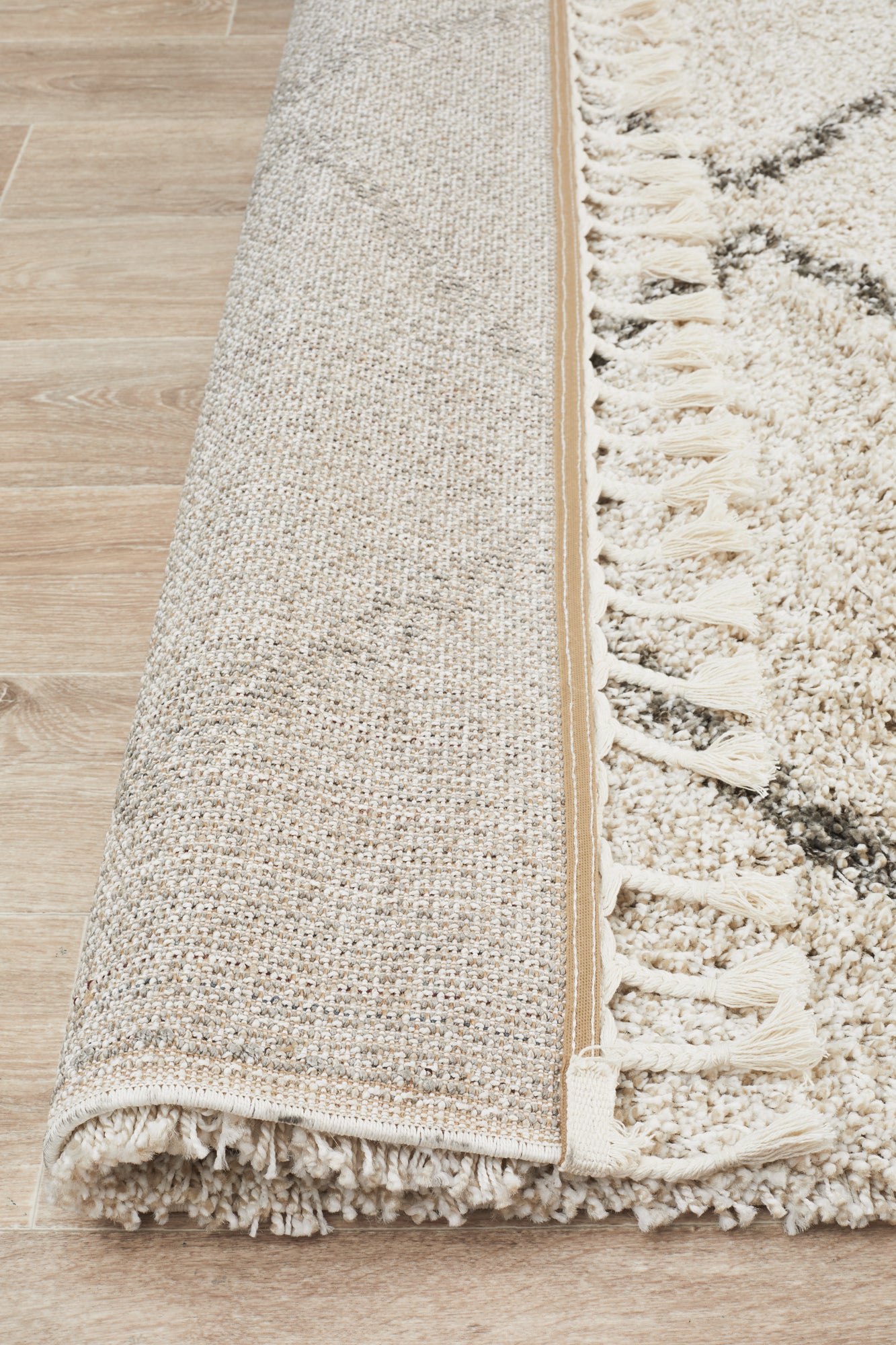 Saffron 22 - Moroccan Shag Pile Rug - Natural