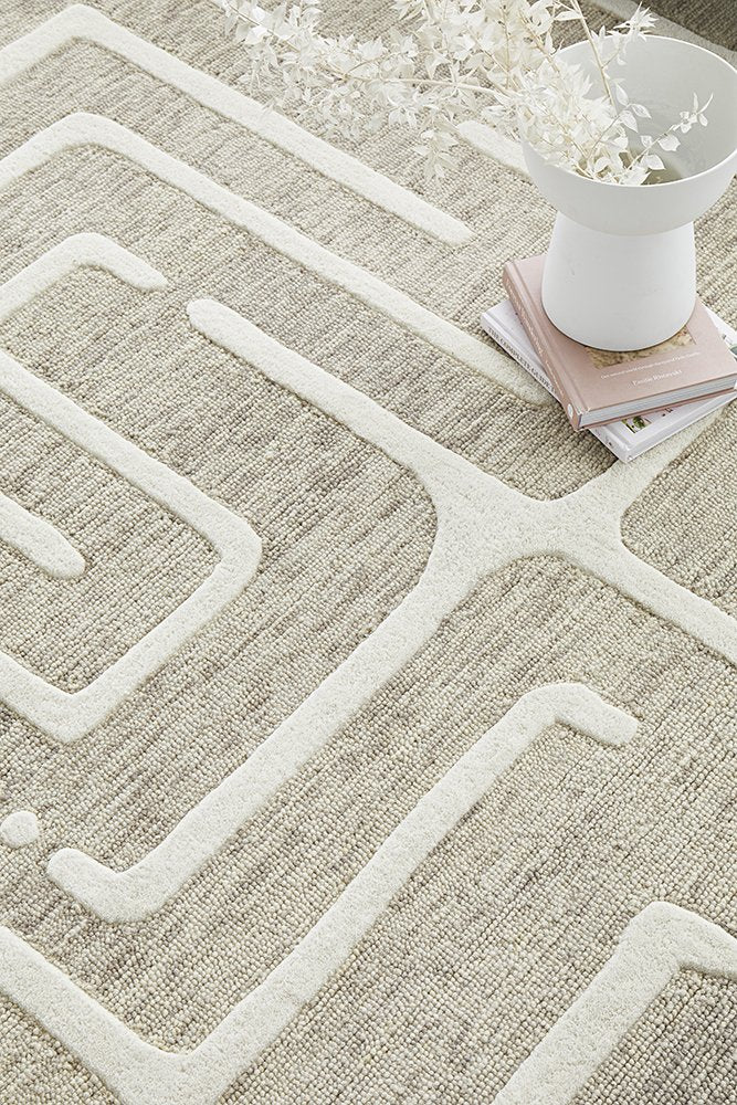 Summit Maze Floor Rug - Linen