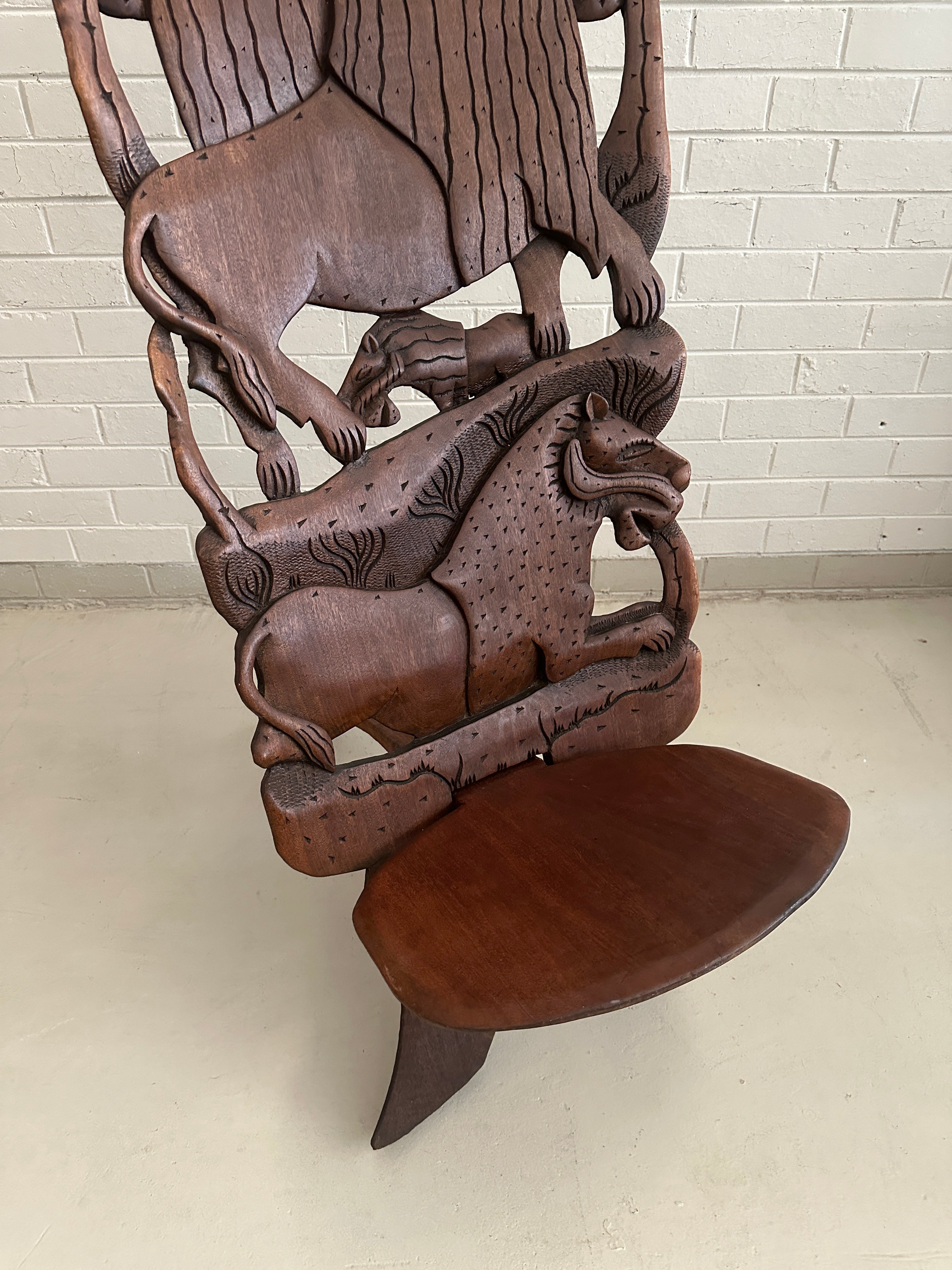 Carved Wooden Malawi Chief's Chair – African Blackwood