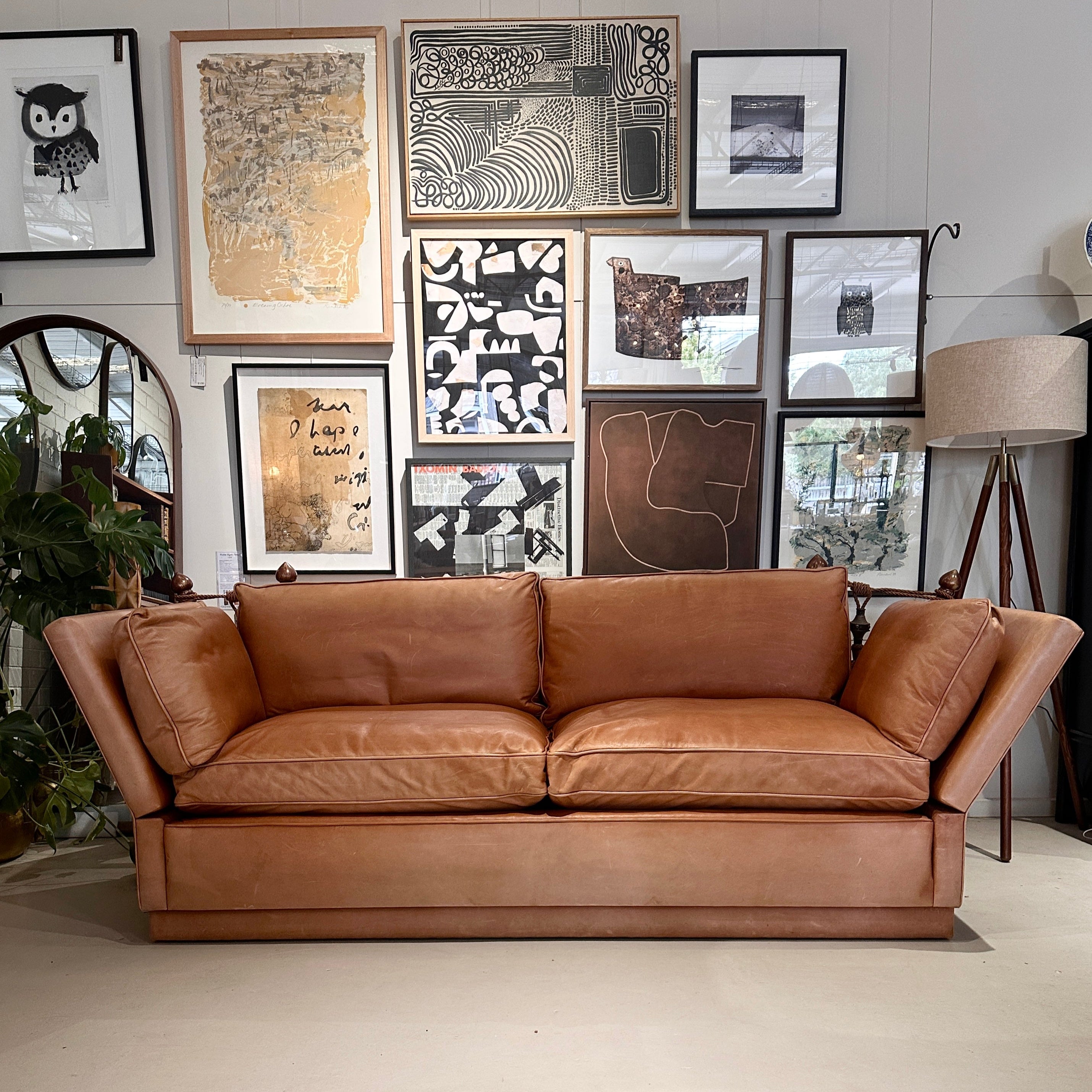 Vintage 3 Seater Knole Sofa - Tan L:eather