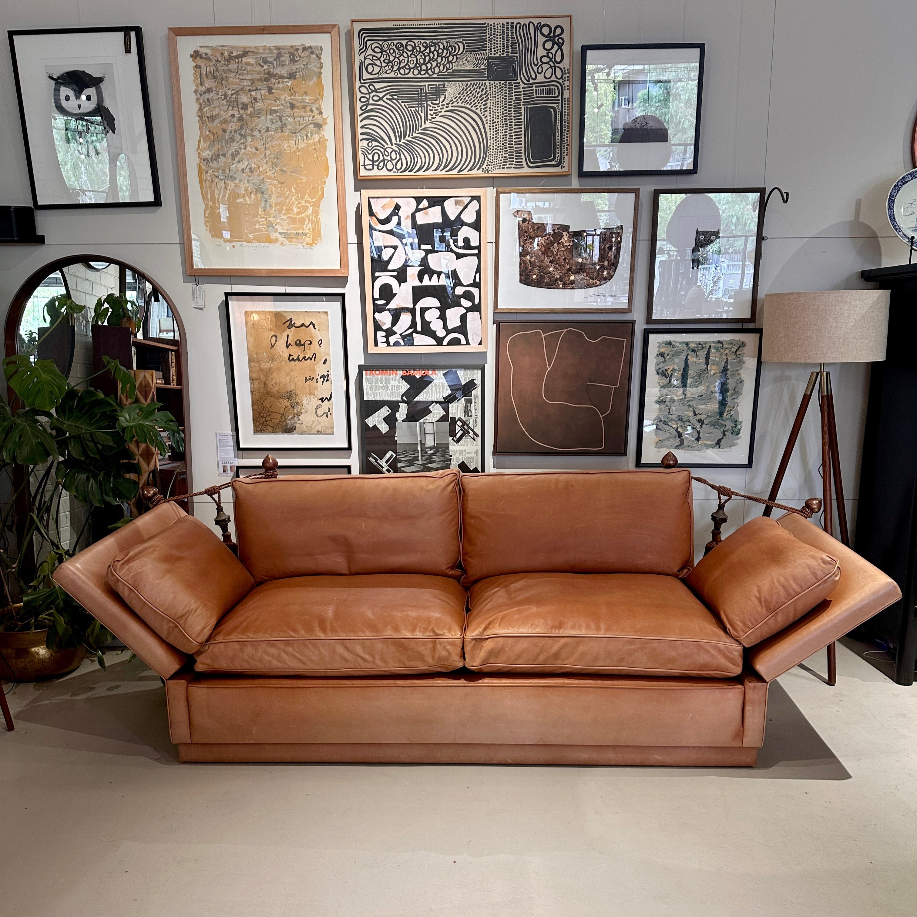 Vintage 3 Seater Knole Sofa - Tan L:eather