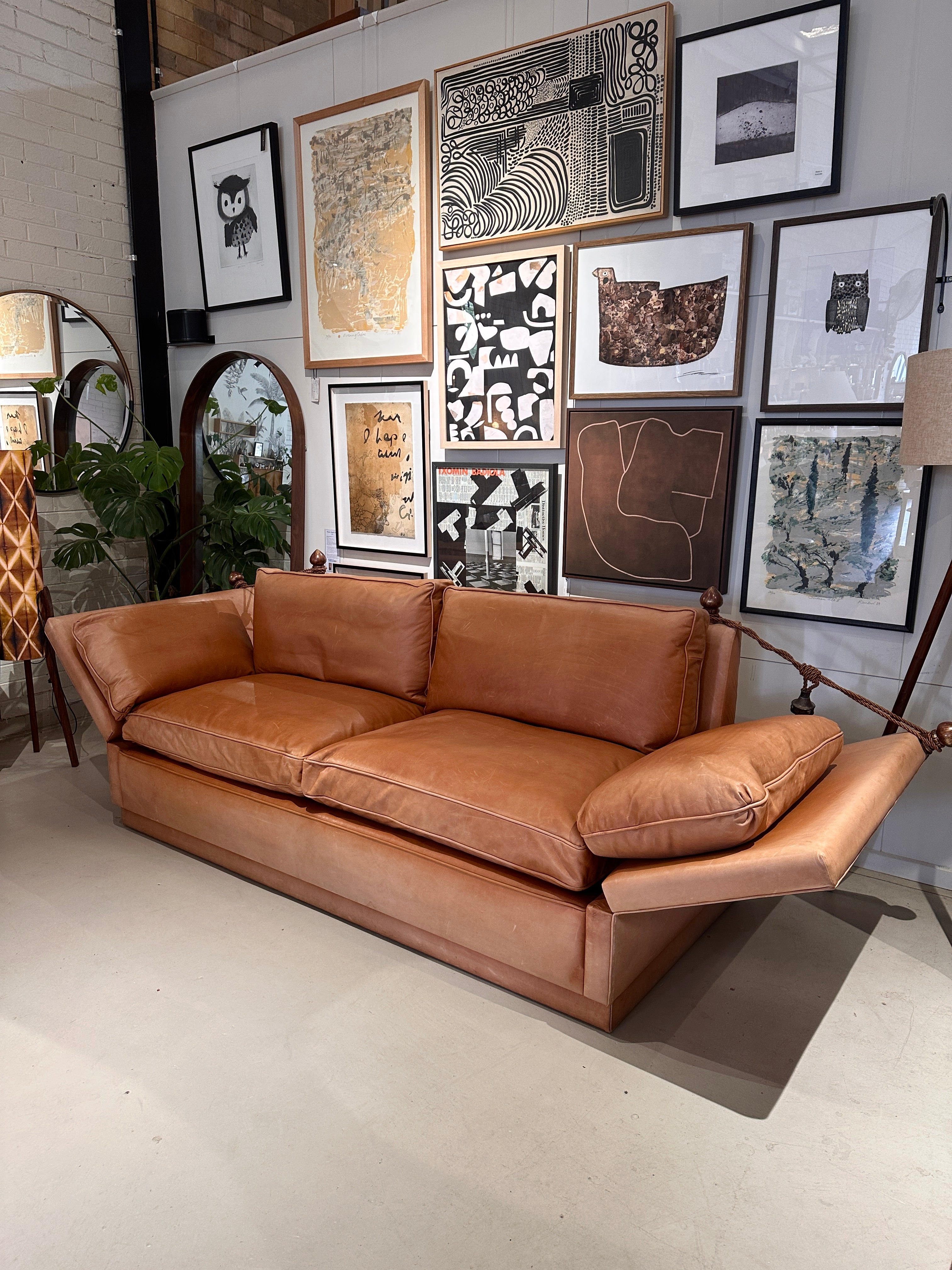 Vintage 3 Seater Knole Sofa - Tan L:eather