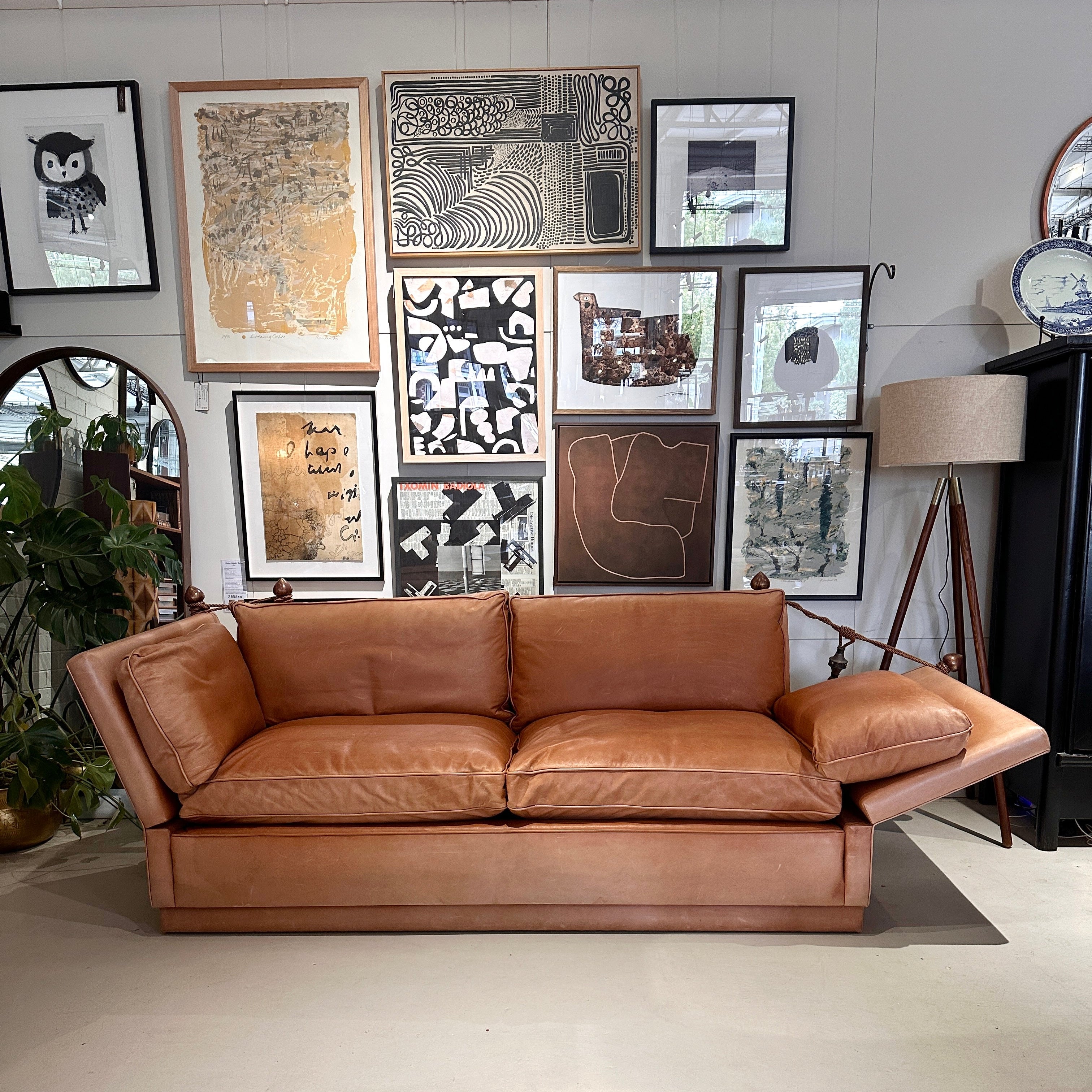 Vintage 3 Seater Knole Sofa - Tan L:eather